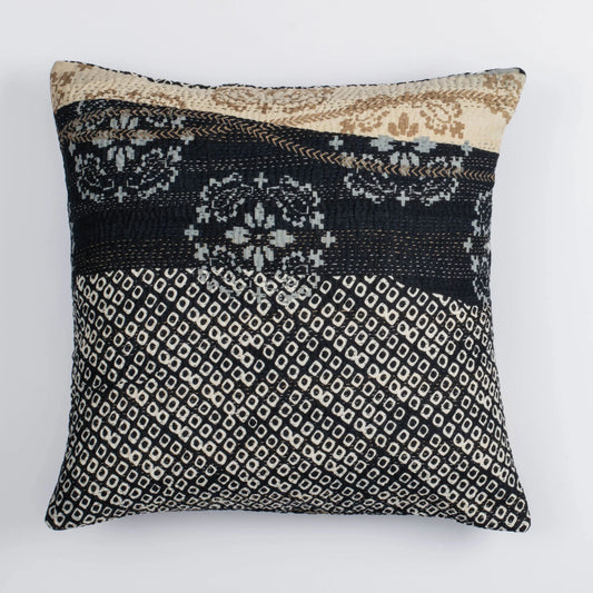 Kimono Print  Black Pillow