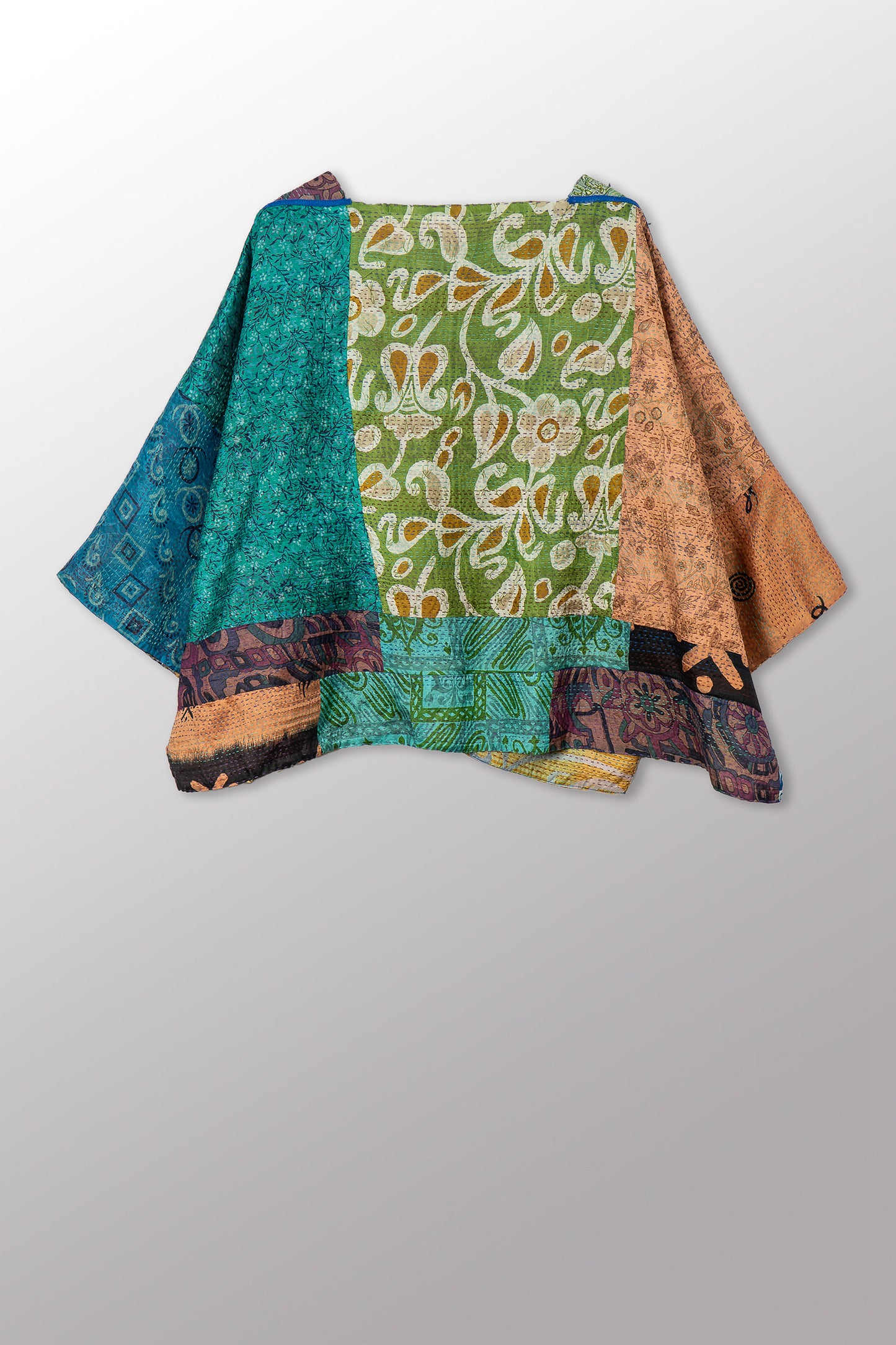 VINTAGE SILK KANTHA 3/4 SLV. CROP TOP MIO - sv2538-0019a -