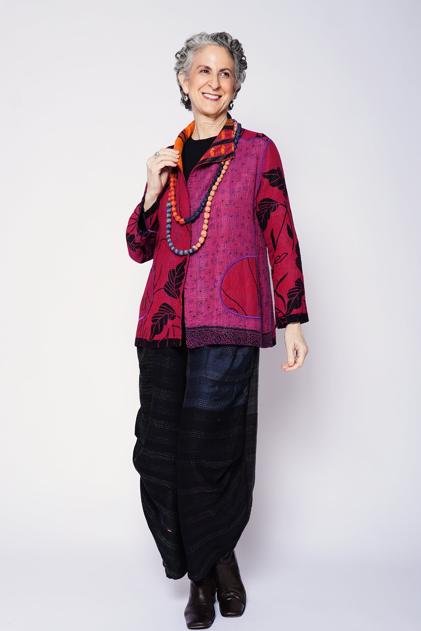 VINTAGE COTTON KANTHA SHORT JKT - cv4007-0340l -