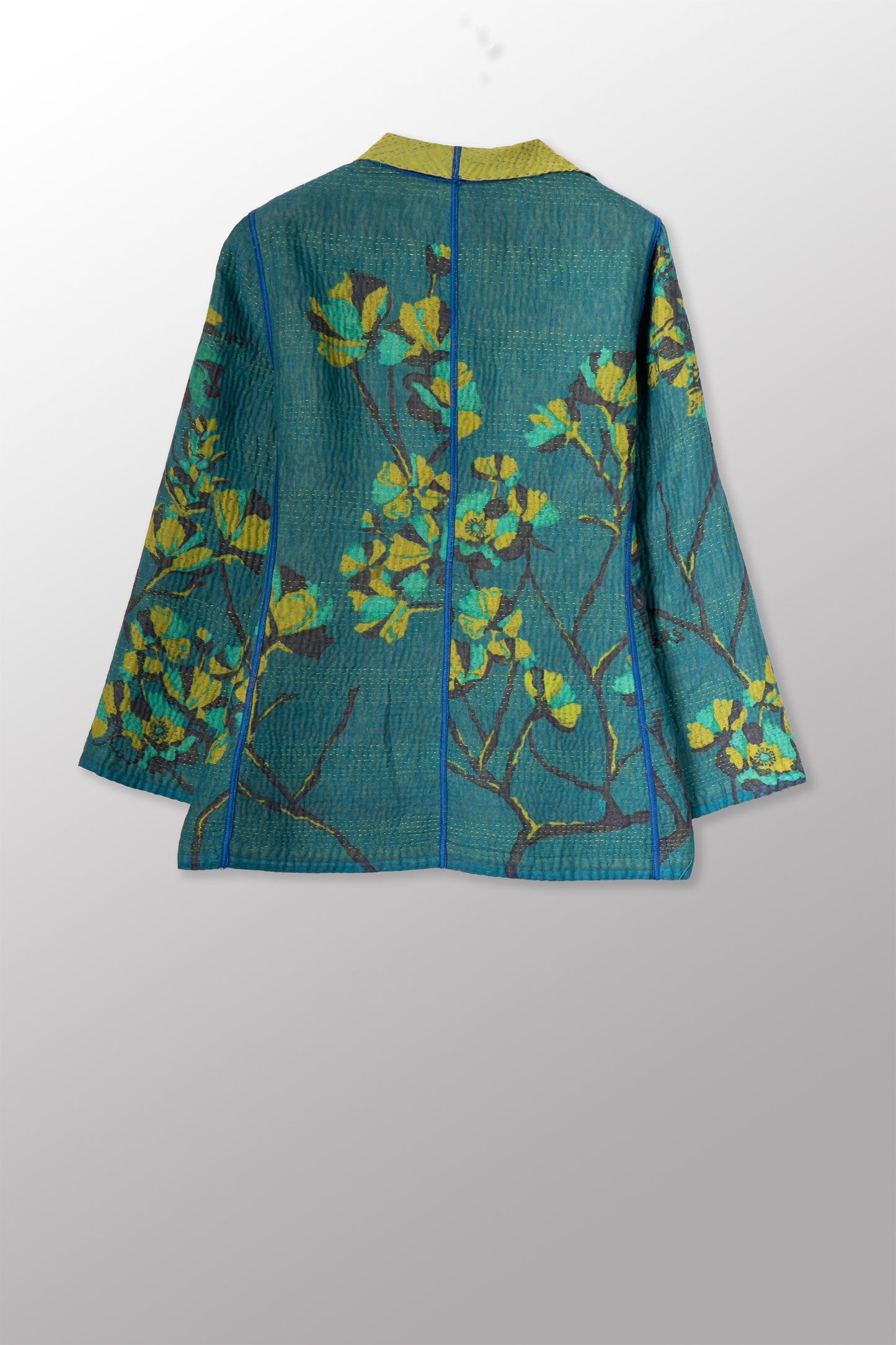 BLOOMING FLOWERS KANTHA SHORT JACKET - bf4007-blu -