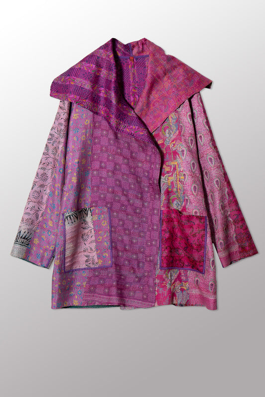 VINTAGE SILK KANTHA POCKET JKT - sv2002-0070a -