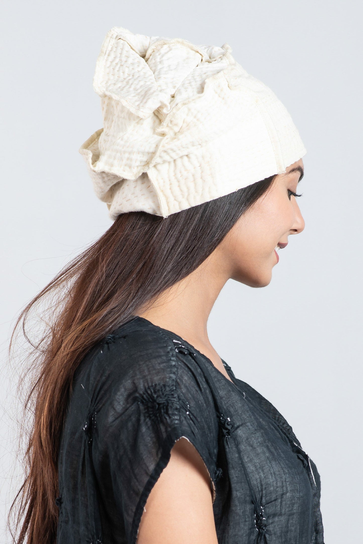 JAIPUR WHITE KANTHA PATCHWORK HAT - jw4880-ivy -