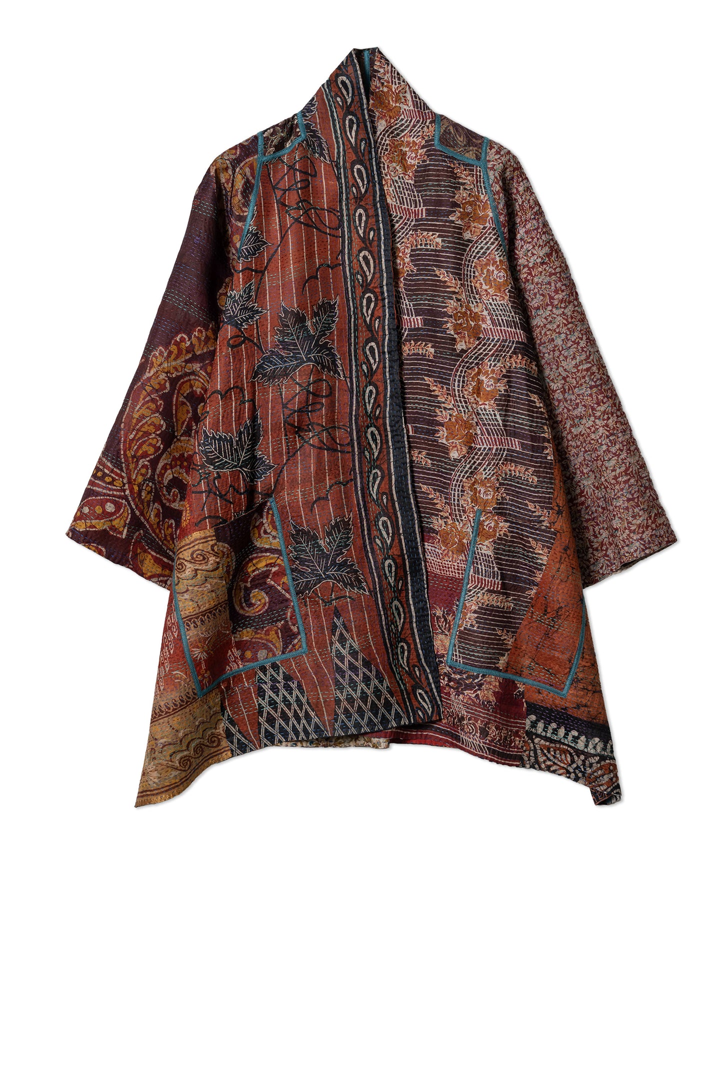 VINTAGE SILK KANTHA A-LINE JKT - sv2003-0416a -