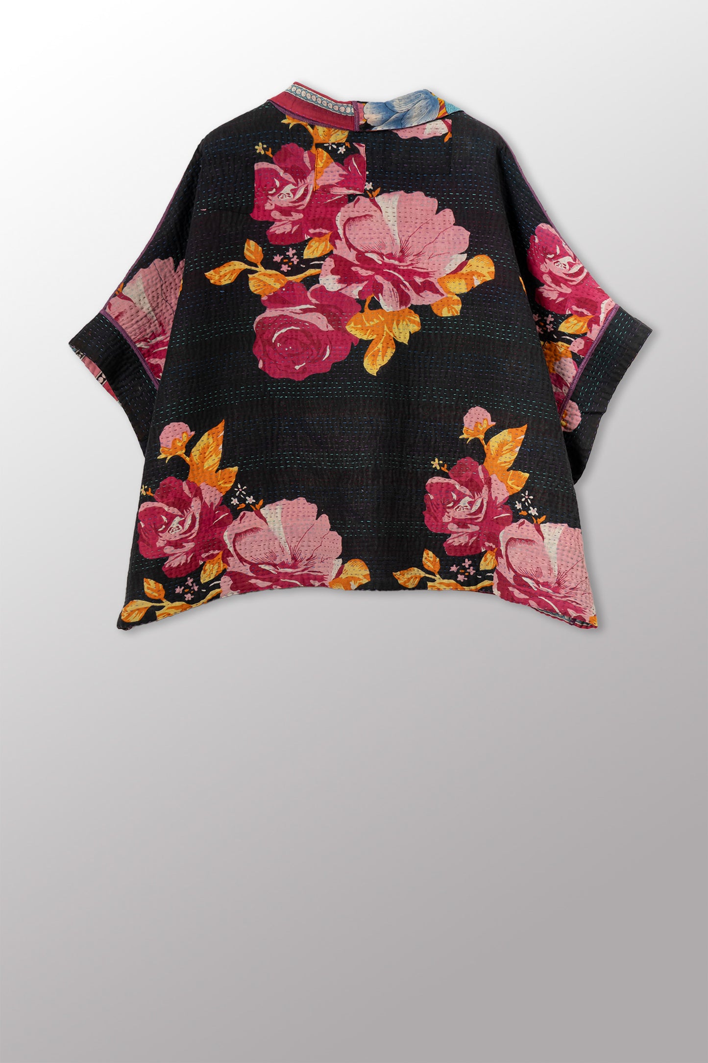 VINTAGE COTTON KANTHA MINI PONCHO - cv4060-0067a -