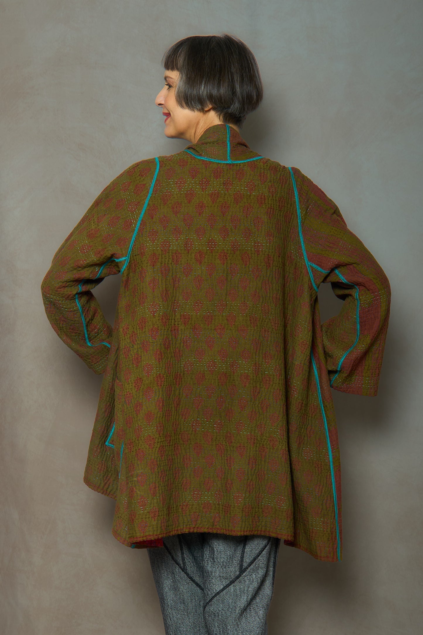 VINTAGE COTTON KANTHA A-LINE JKT - cv4003-0442a -