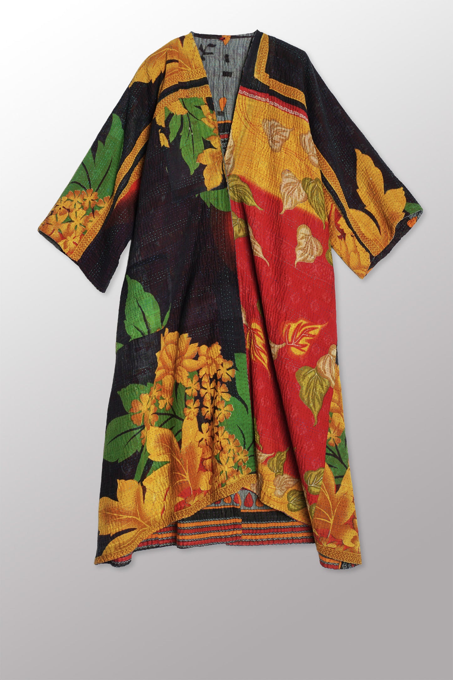 VINTAGE COTTON KANTHA KIMONO MAXI - cv4318-0020a -