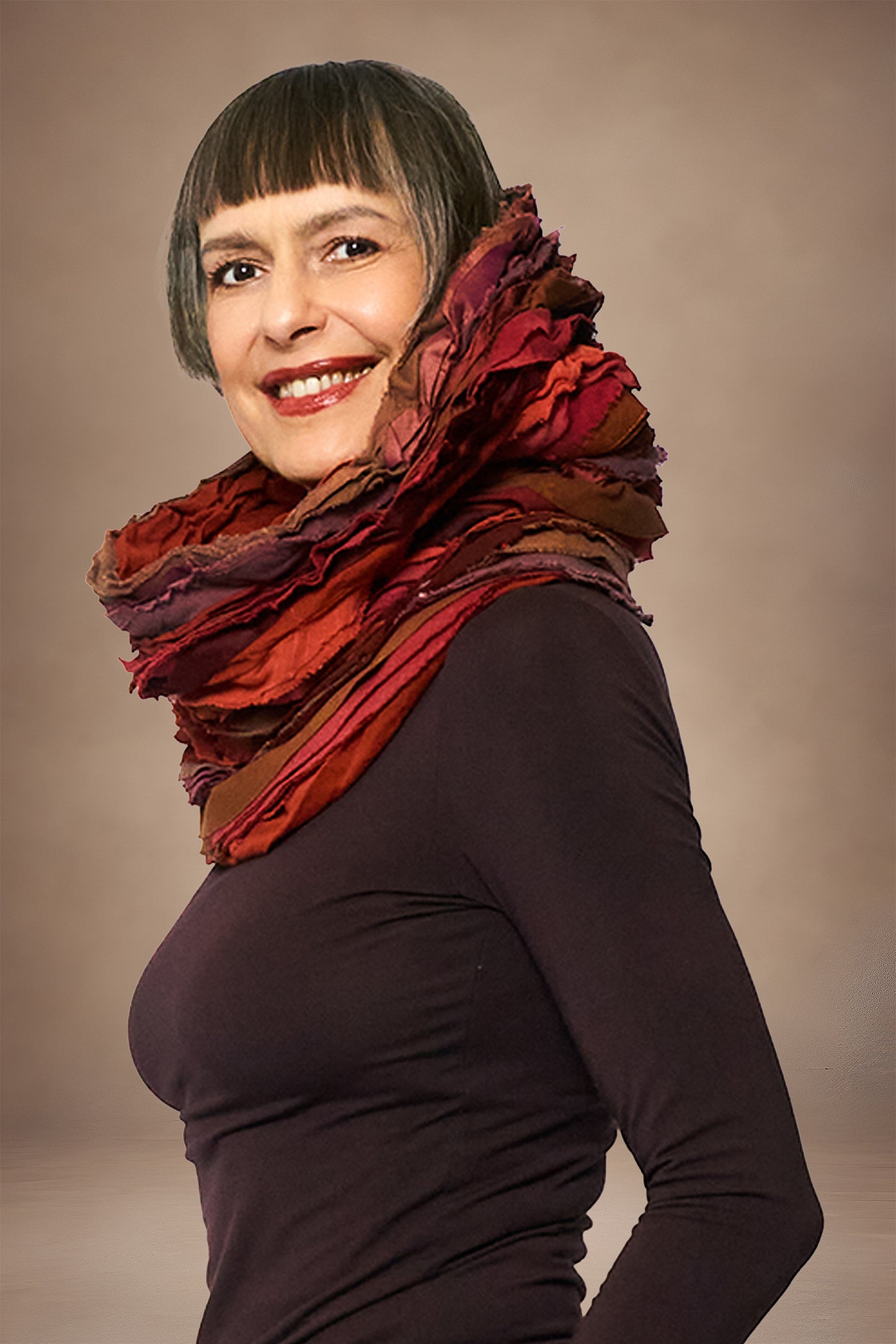 WAVY STRIPE KANTHA COWL NECK TUBE - wv2846-org -