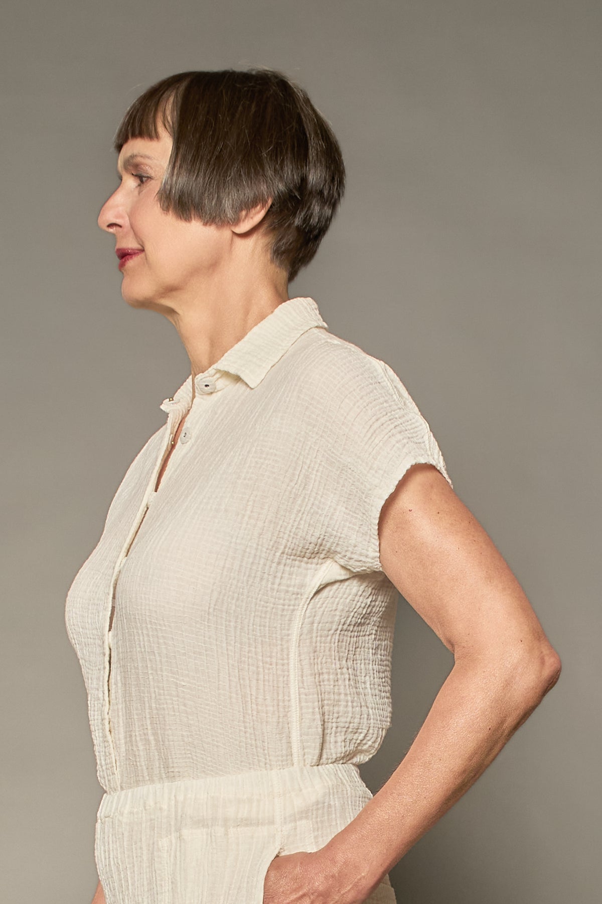RIPPLE KANTHA ESSENTIAL SHIRT BLOUSE - rp2t111-wht -