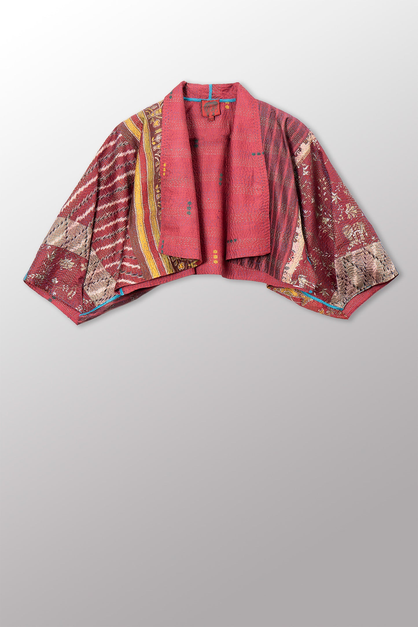 VINTAGE SILK KANTHA PUFF SLV. SHRUG - sv2062-0025a -