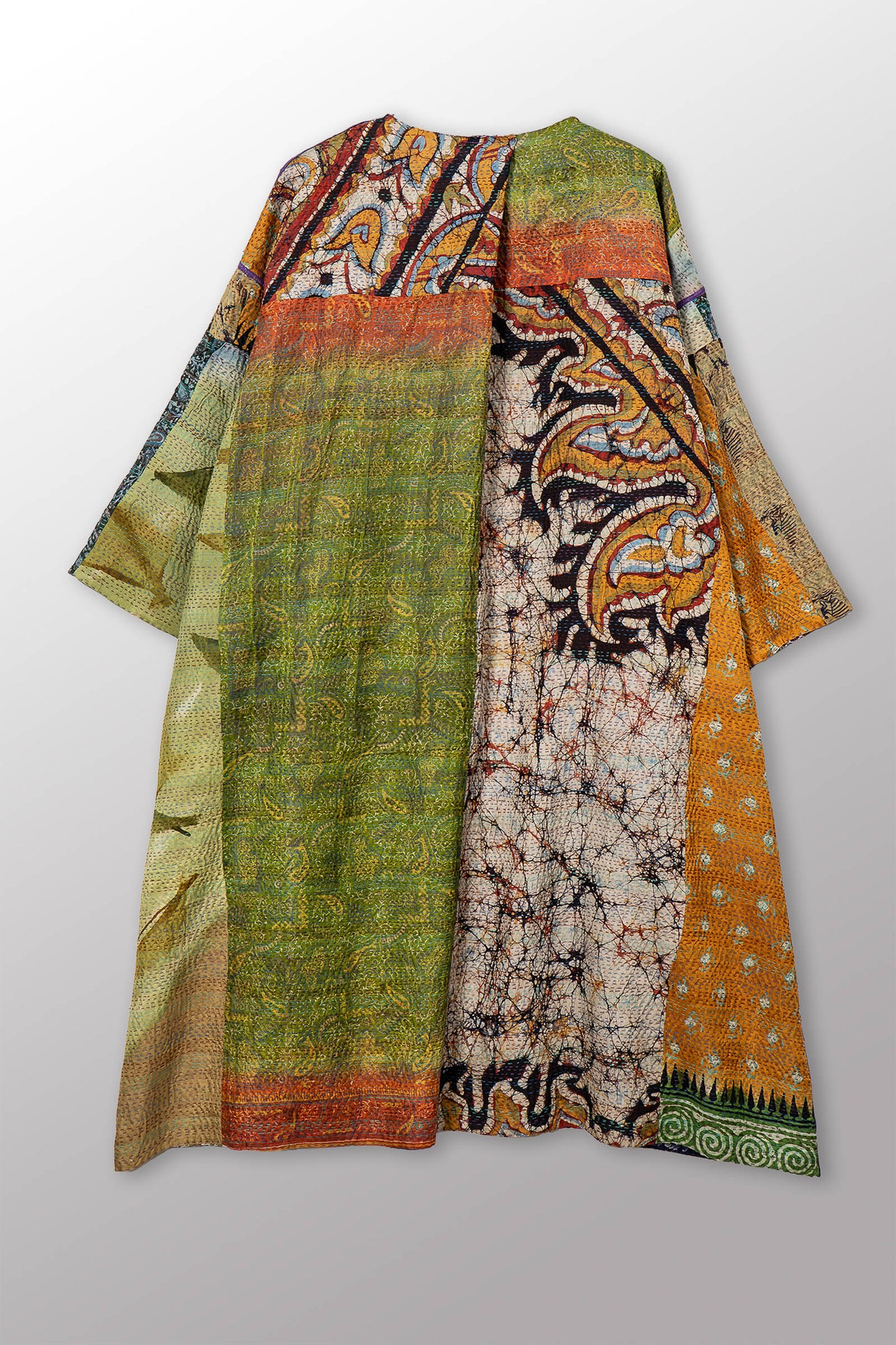 VINTAGE SILK KANTHA LONG DUSTER - sv2328-0015a -
