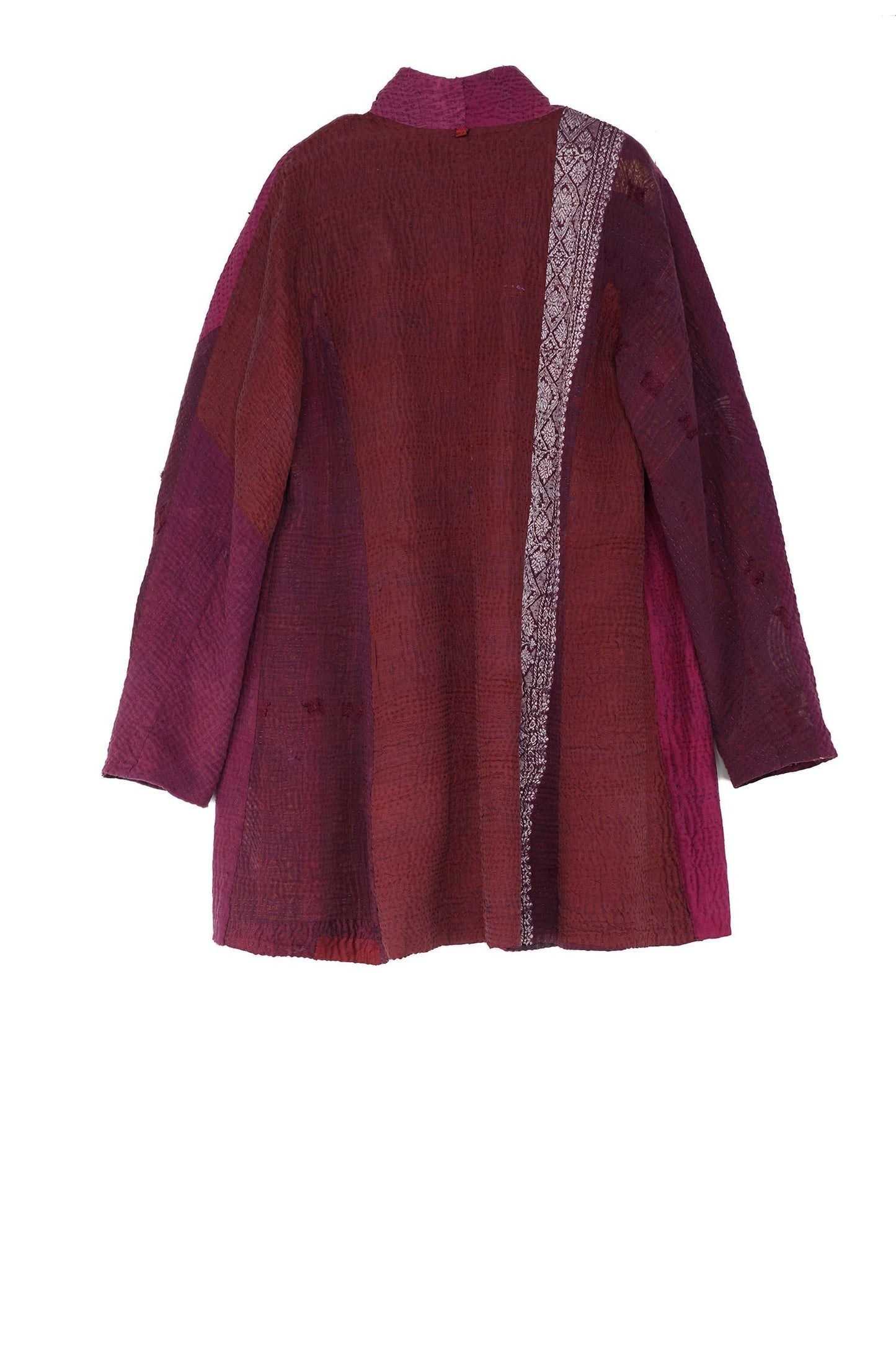 COTTON SILK SW PATCH KANTHA HIGH-NECK TOPPER - ws4045-prp -