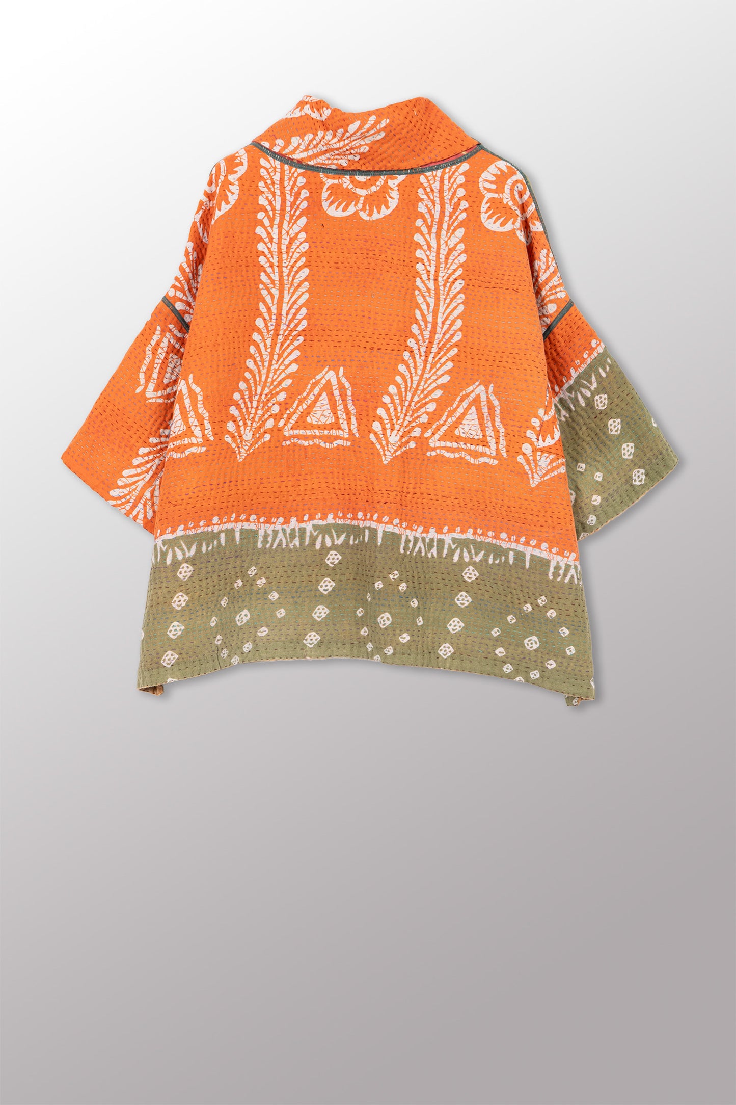 VINTAGE COTTON KANTHA COWL NECK PONCHO - cv4061-0037a -
