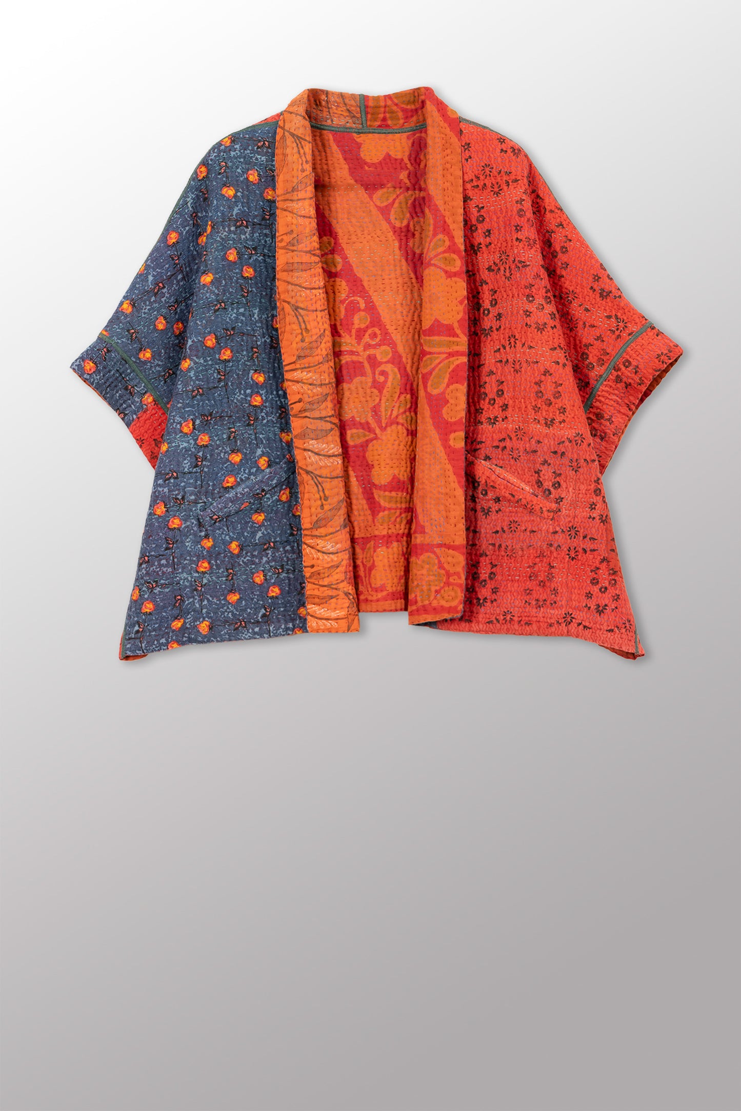COTTON OVERDYE KANTHA MINI PONCHO - ov4060-corg006a -