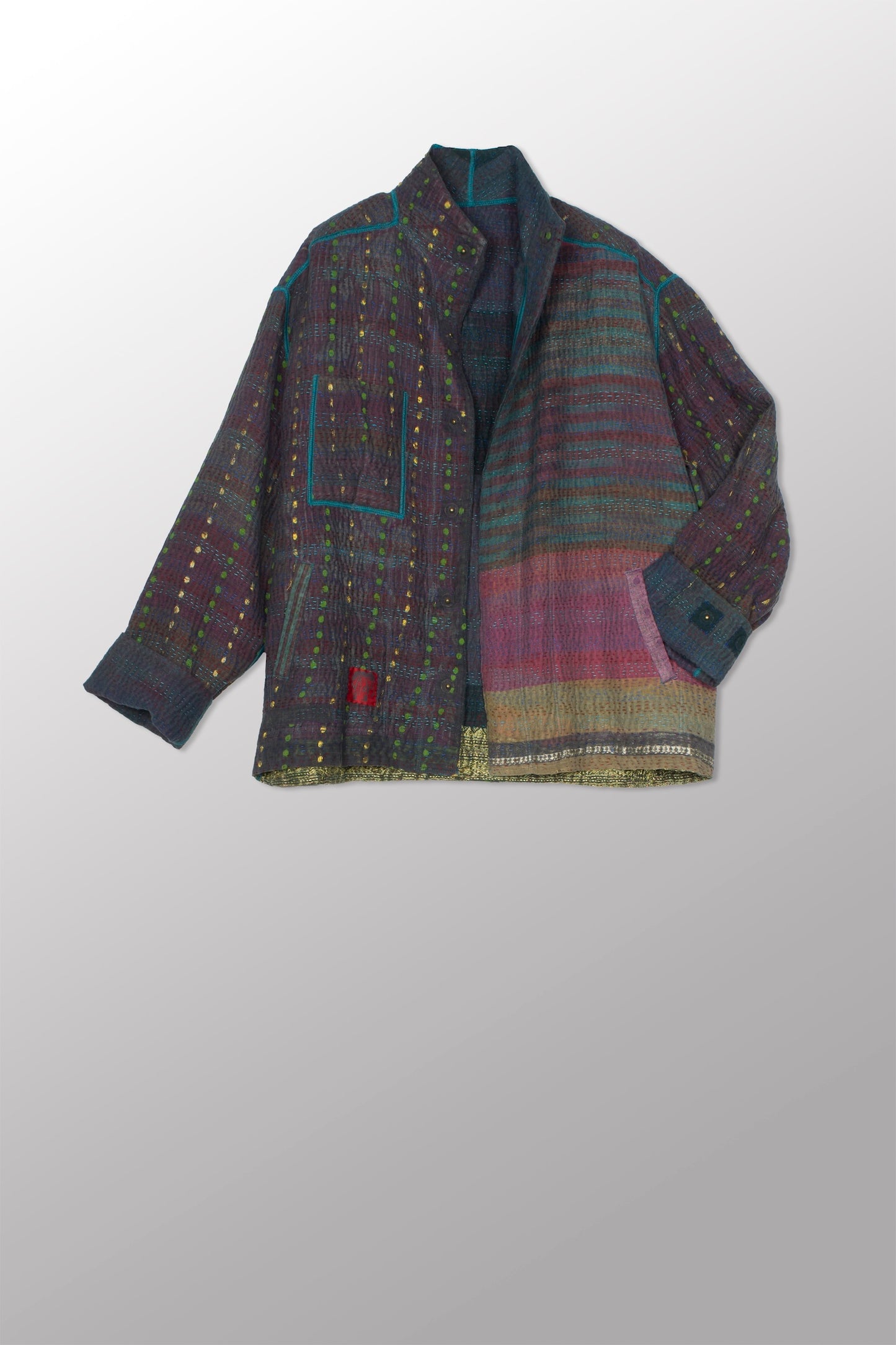 WOVEN VINTAGE COTTON KANTHA MEN'S BLOUSON - fw4040-0001l -