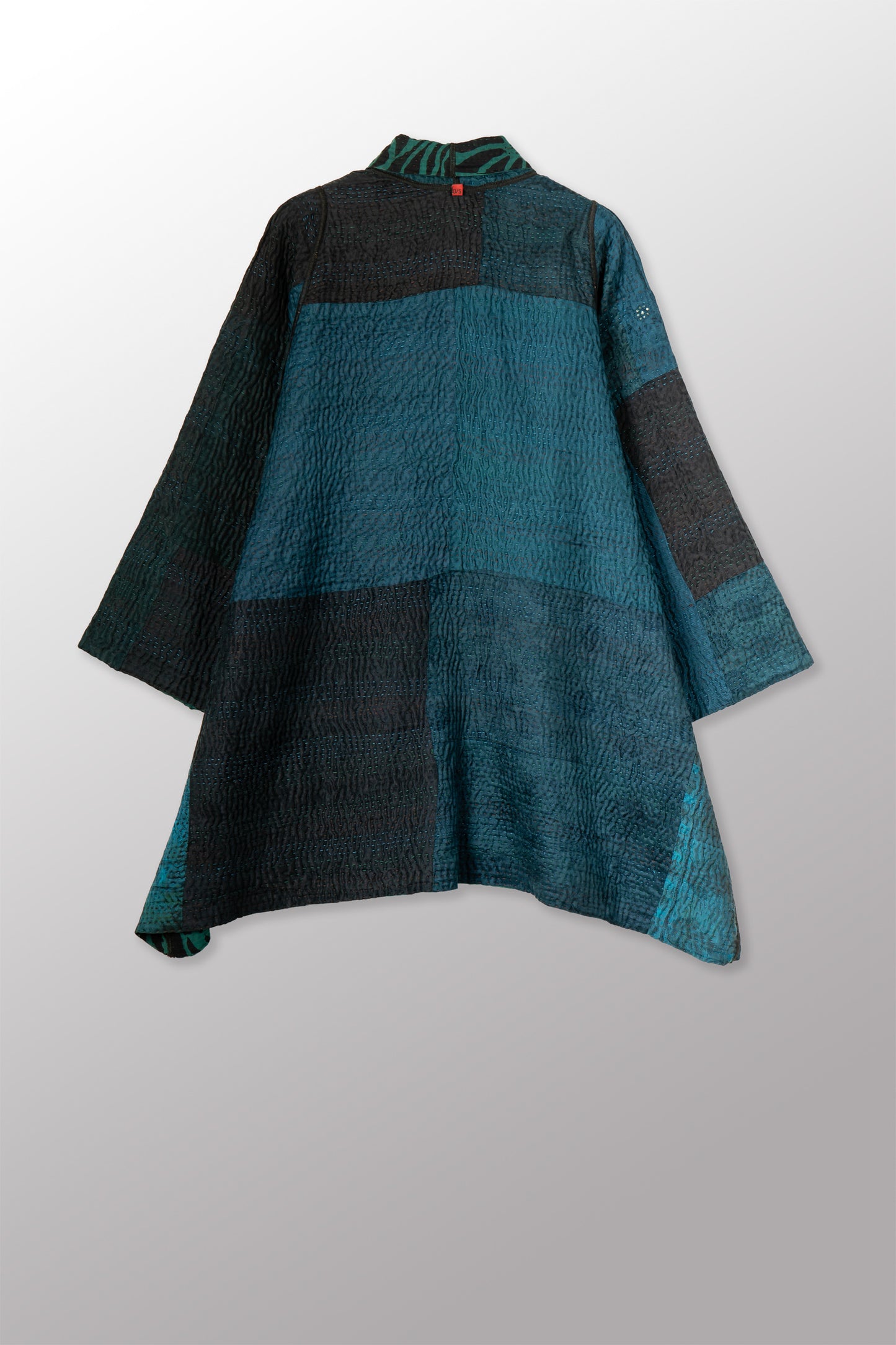 EMERALD GREEN KANTHA A-LINE JACKET - eg4003-tel -
