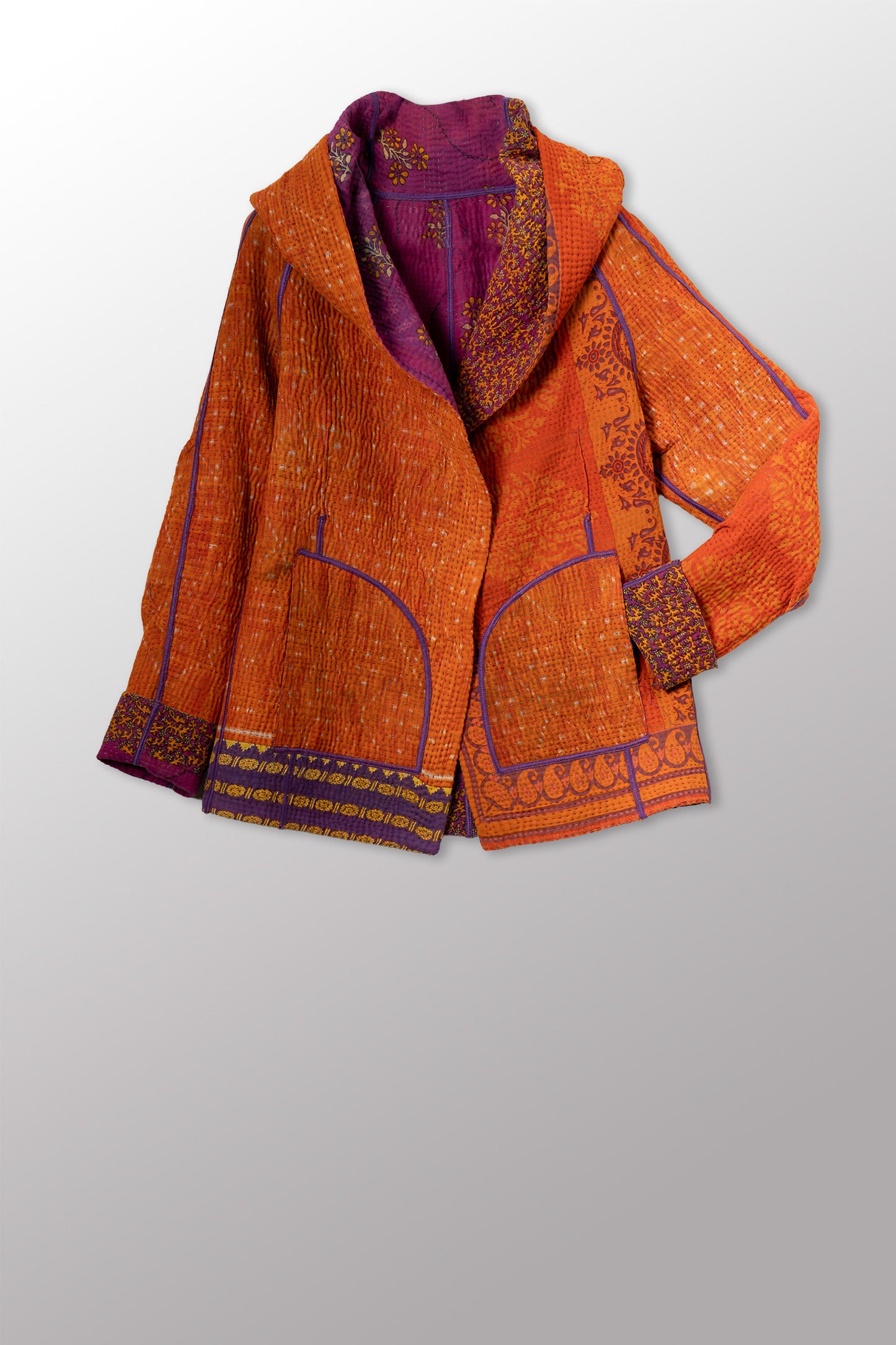 VINTAGE COTTON KANTHA HOODIE JKT - cv4036-0028s -