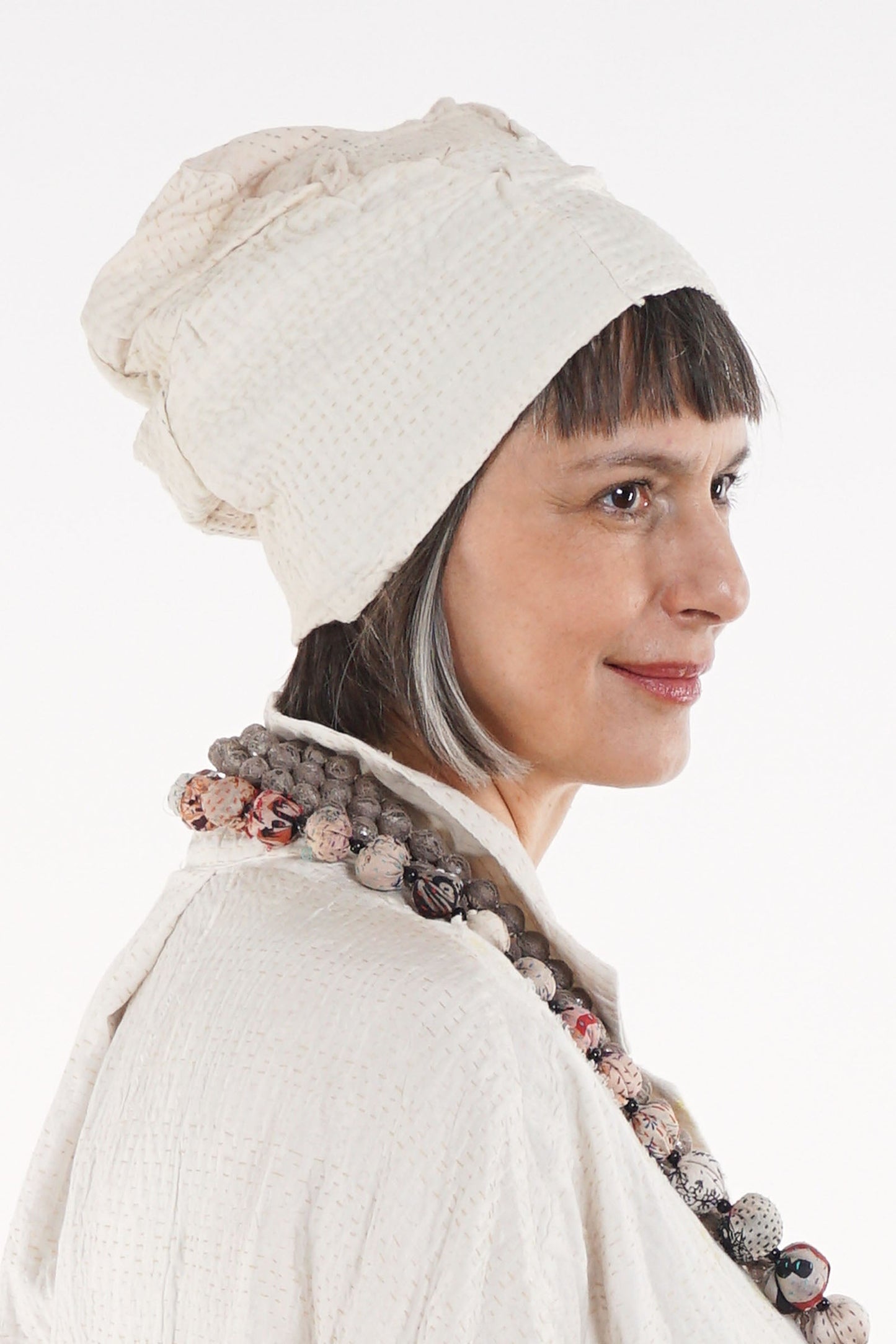 JAIPUR WHITE KANTHA PATCHWORK HAT - jw4880-ivy -