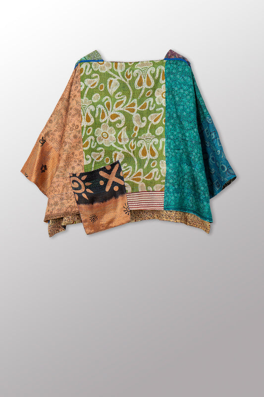 VINTAGE SILK KANTHA 3/4 SLV. CROP TOP MIO - sv2538-0019a -