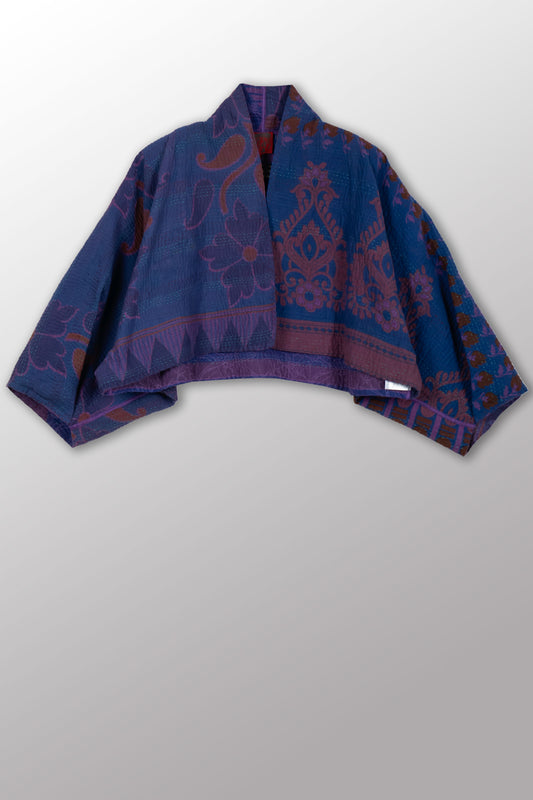 COTTON OVERDYE KANTHA PUFF SLV. SHRUG - ov4062-cprp009a -