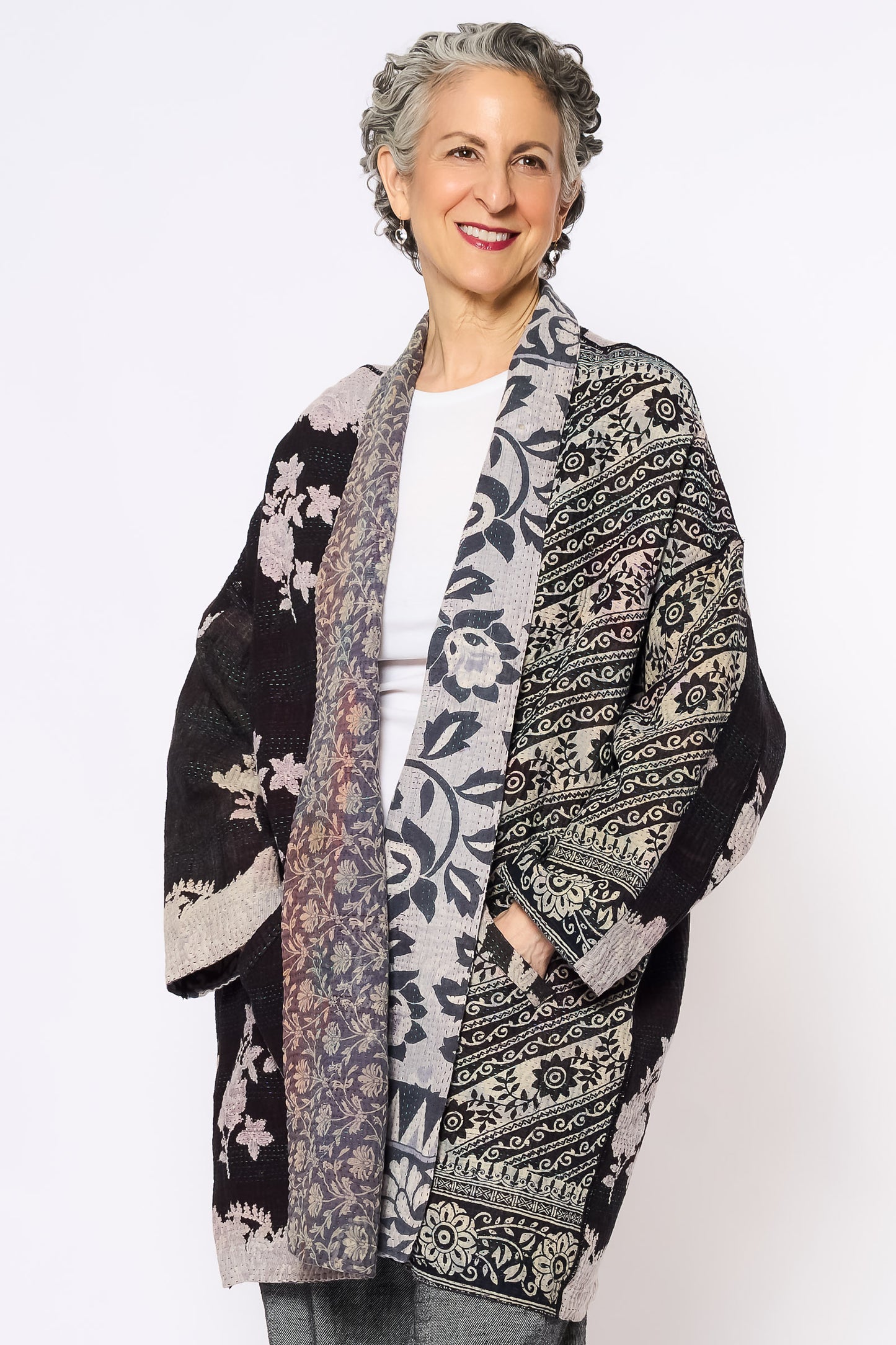 VINTAGE COTTON KANTHA HAORI JKT - cv4068-0018a -