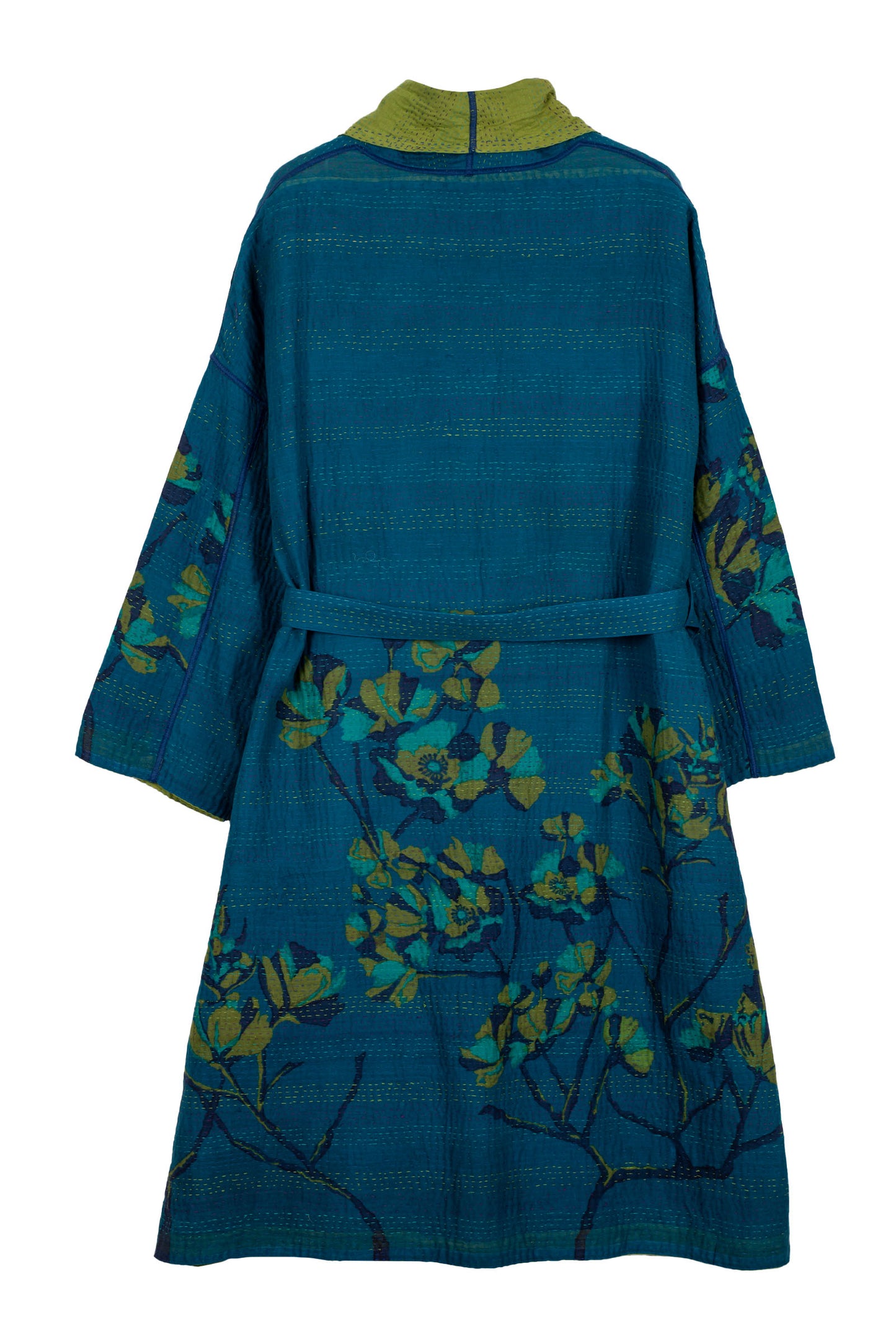 BLOOMING FLOWERS KANTHA SIMPLE ROBE - bf4334-blu -