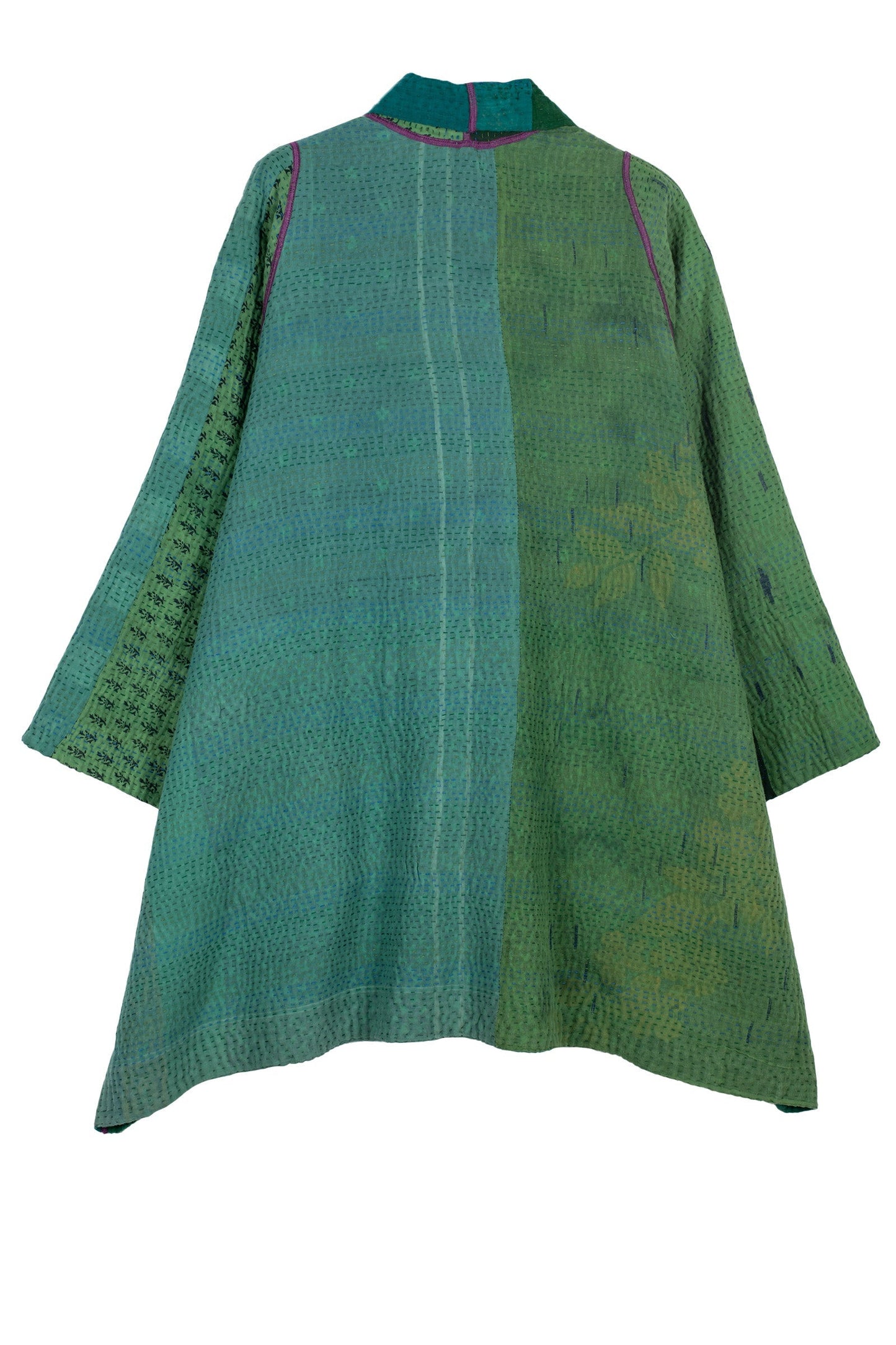 OMBRE PATCHED KANTHA A-LINE JKT - op4003-grn -