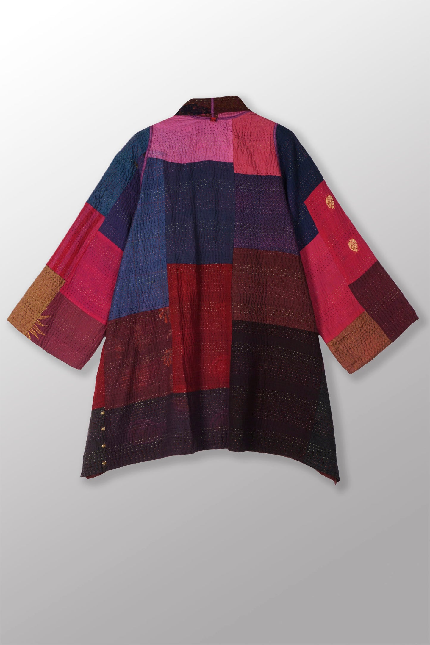 BAGH PRINT KANTHA OVER DYE A-LINE JKT - bg4003-pik -