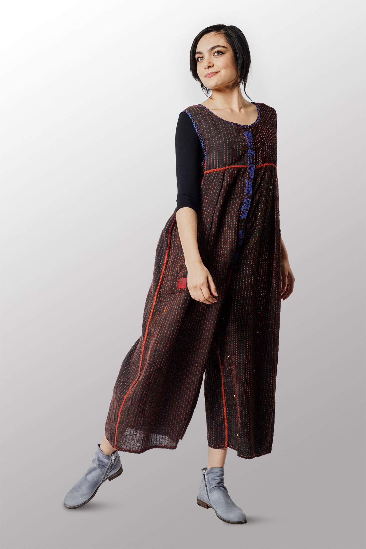 BLUE PRAIRIE BBK KANTHA PLEATED JUMPER - bk2637-blu -