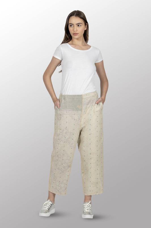 BBK SOLID KANTHA STRAIGHT PANTS - bl-bbs4664-ivy -