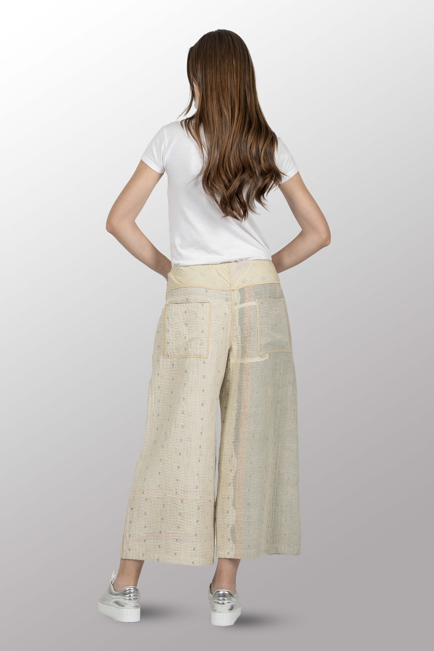 BBK SOLID KANTHA MID RISE WIDE LEG PANTS - bl-bbs4665-ivy -