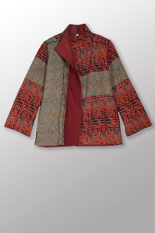 SOHO BAMBOO KANTHA SHORT JKT - bo4007-red -