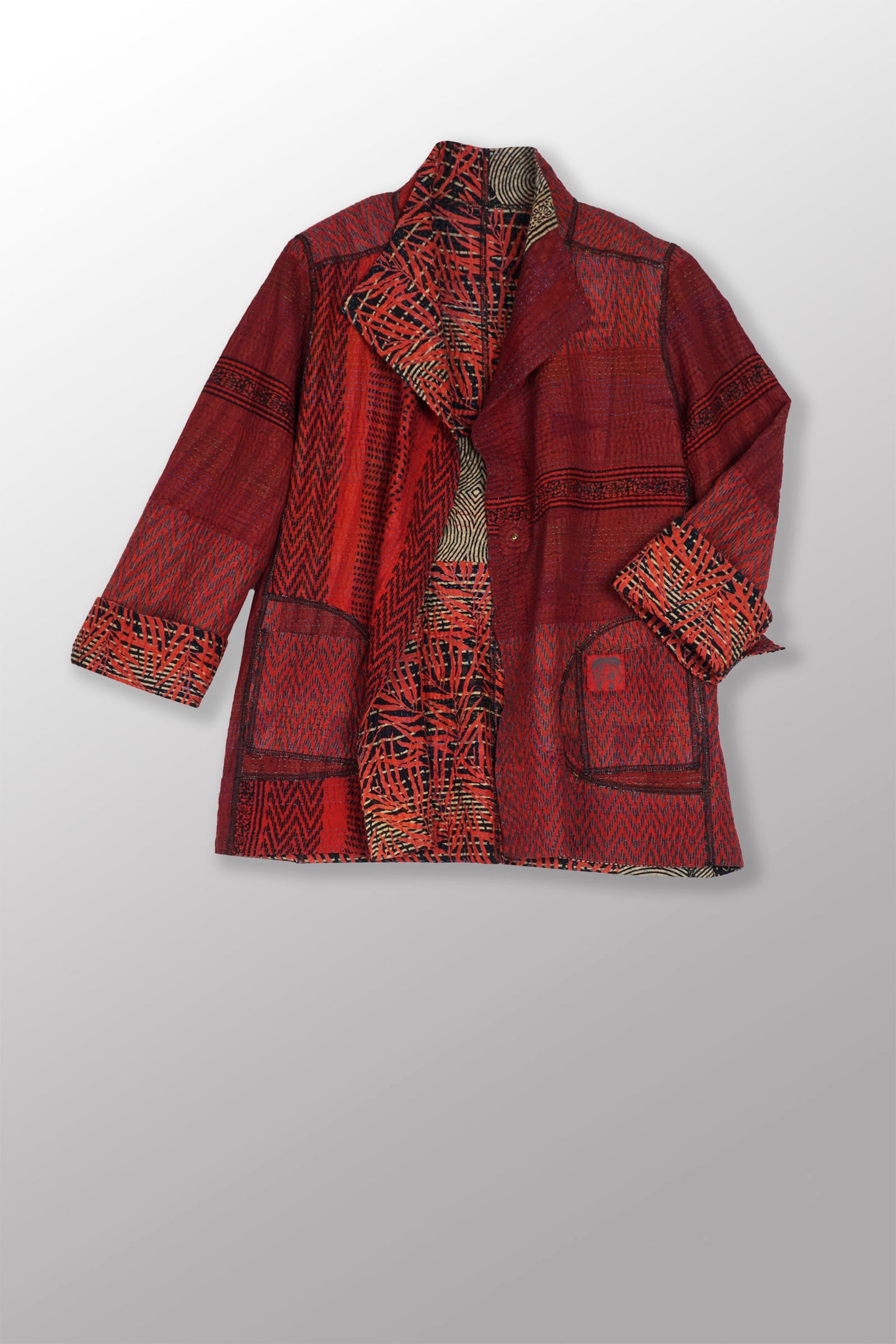 SOHO BAMBOO KANTHA SHORT JKT - bo4007-red -