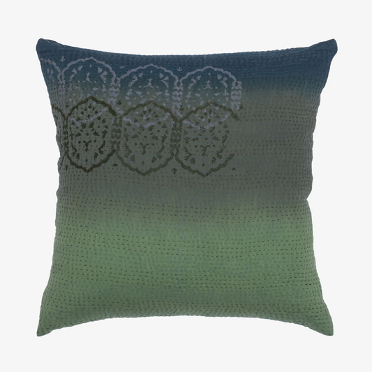 Cotton Ombre Block Printed Pillow Sham -Avocado -