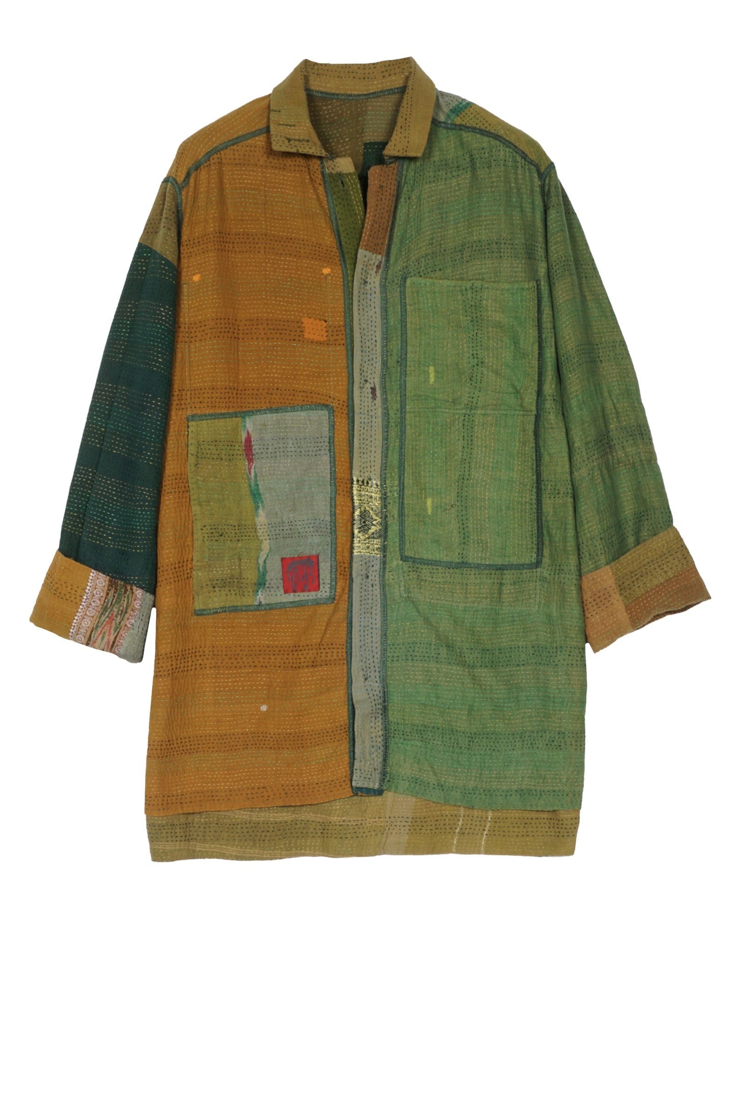 BROCADE PATCHED KANTHA SHIRT JKT - bp2023-lim -