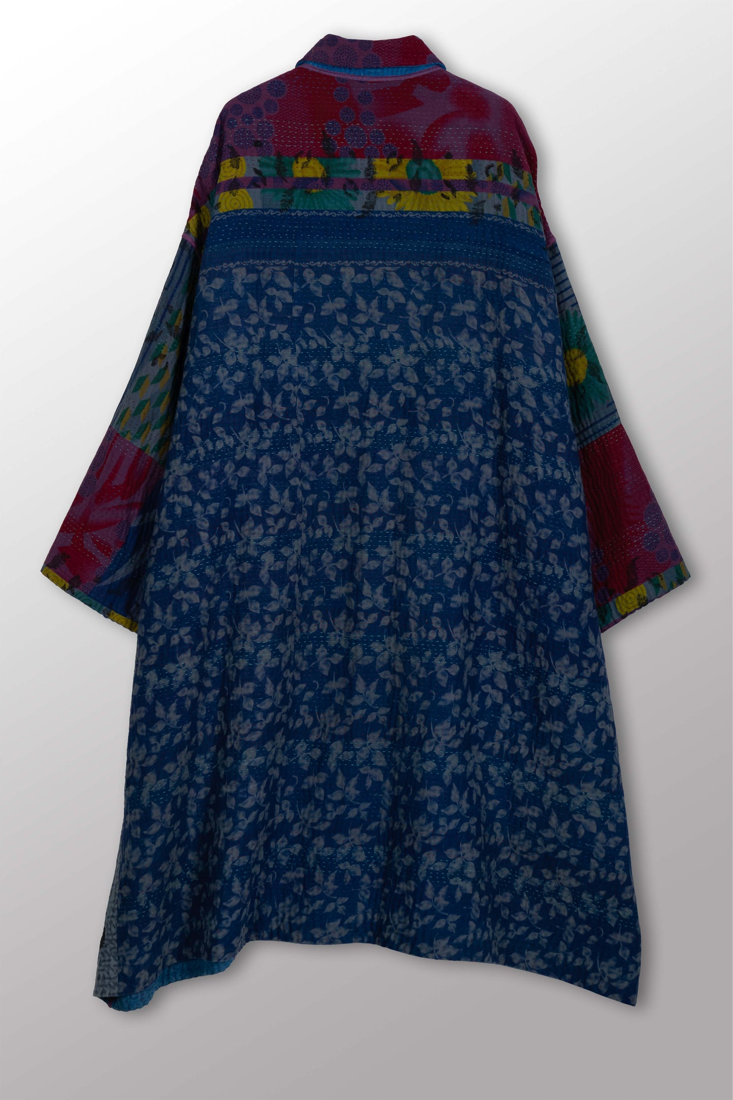 COTTON OVERDYE KANTHA NEW OVERSIZED COAT - ov4342-cblu002a -