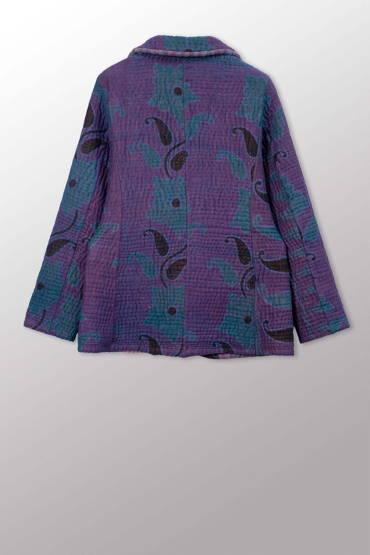 QUILTED OVERDYE COTTON KANTHA BASIC JACKET - oq5052-cblu002m -