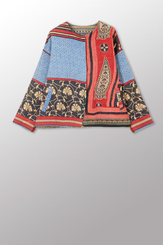 VINTAGE COTTON KANTHA CREW NECK SHORT JKT - cv4053-0071a -