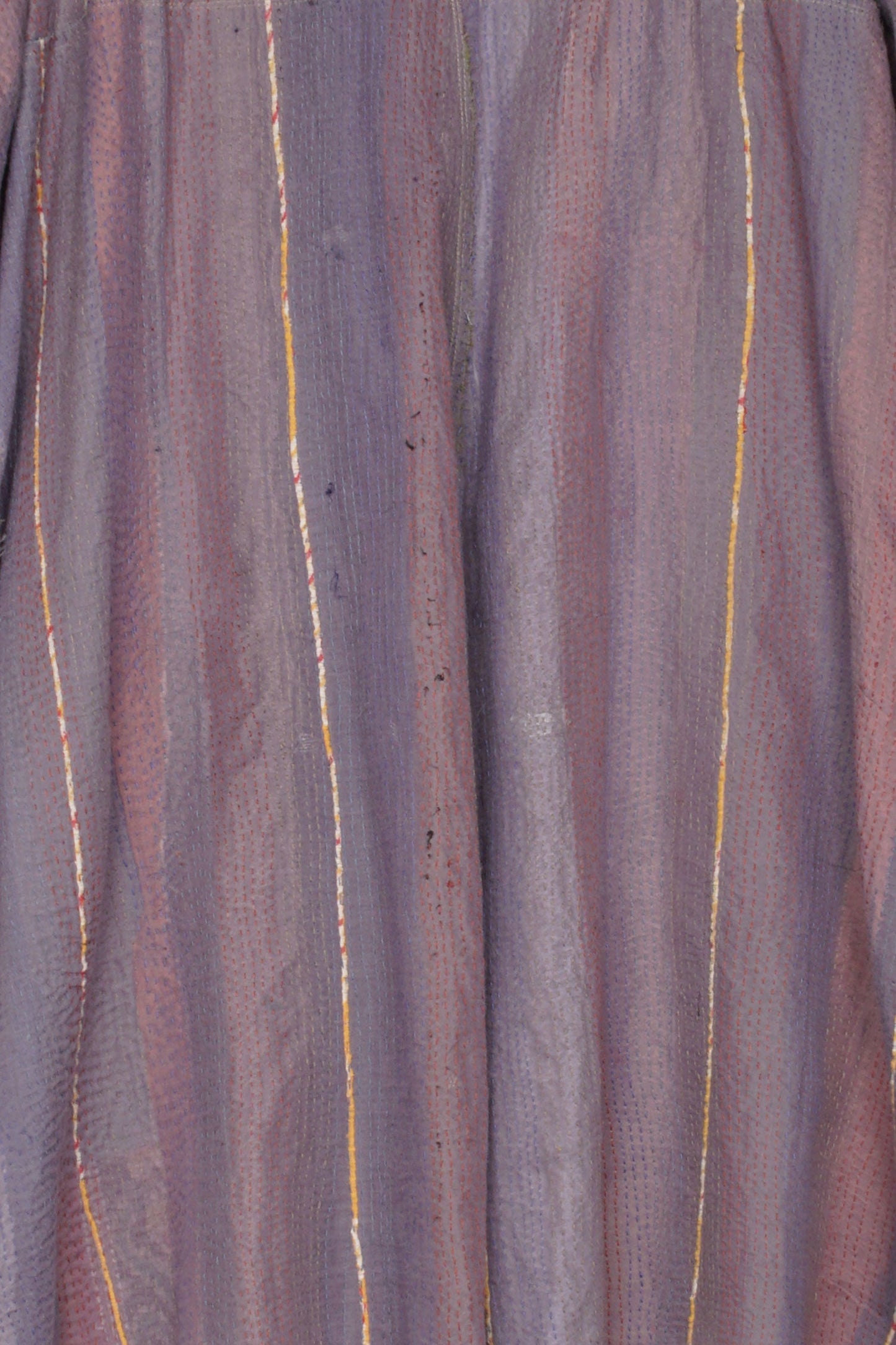 STRIPE FRAYED & HANDWOVEN KANTHA A-LINE DUSTER - ft2311-ntl -