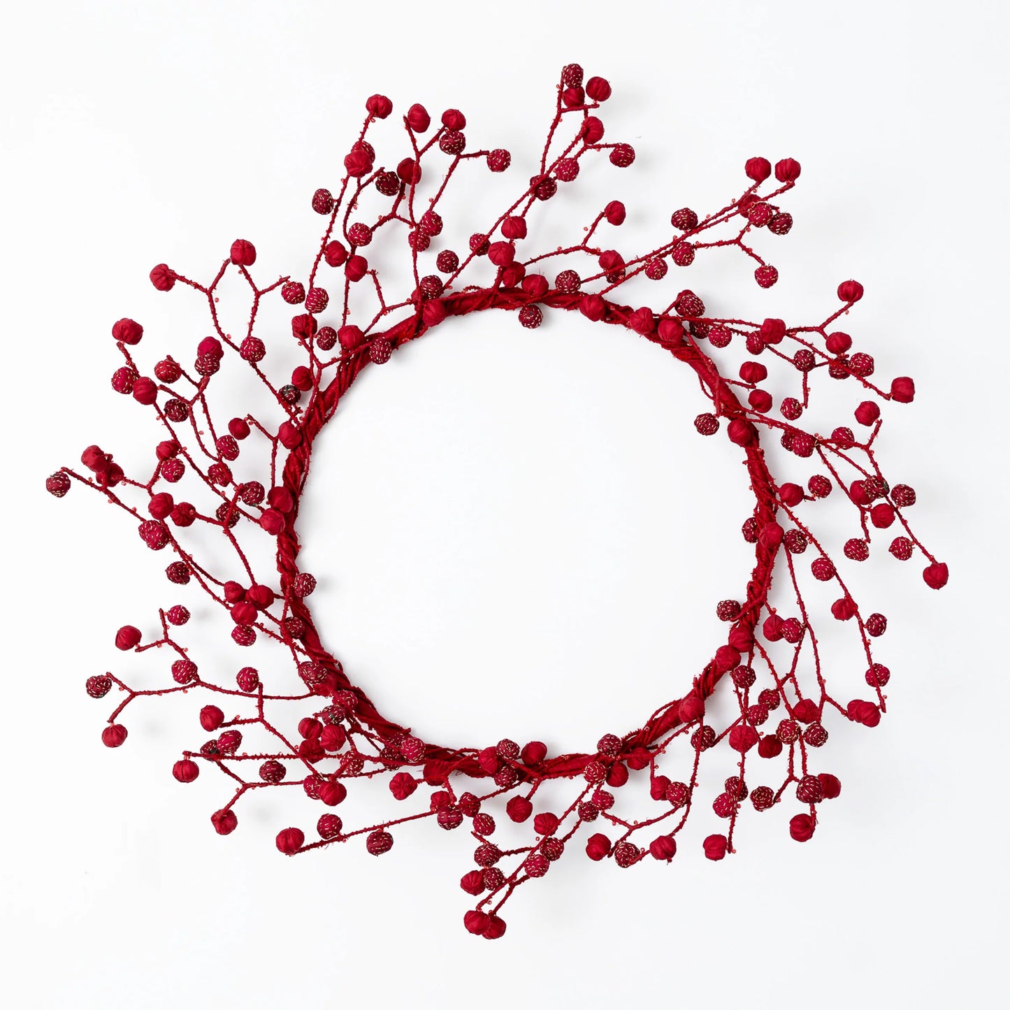 Red Kantha Wreath (metallic kantha)