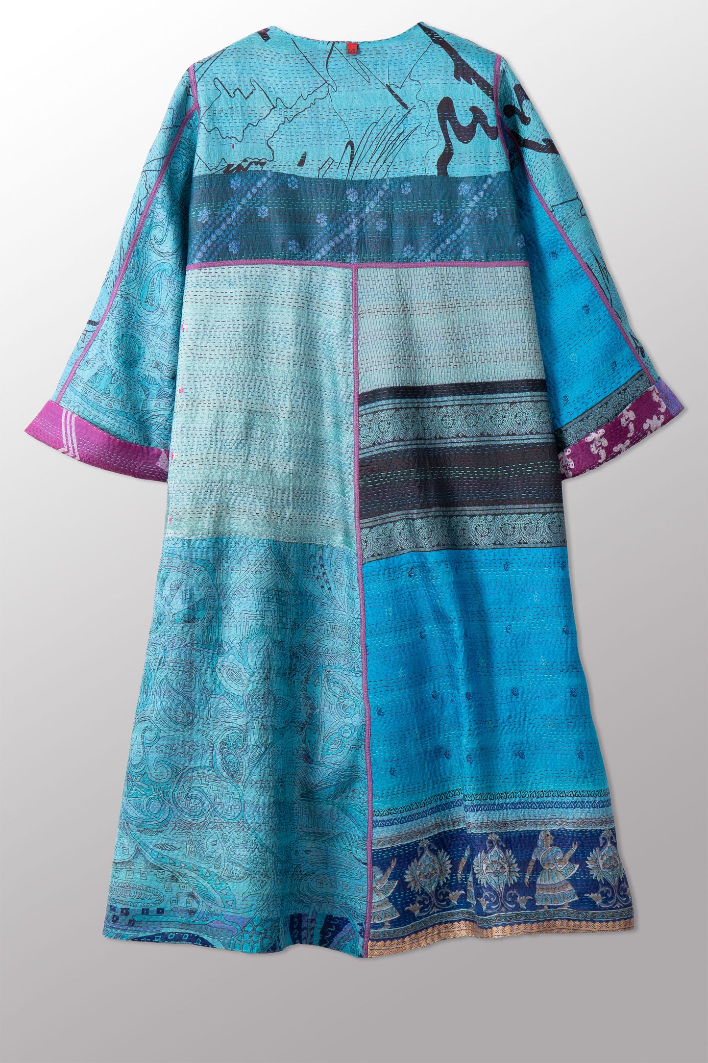 VINTAGE SILK KANTHA WRAP FLARE COAT - sv2330-0006a -