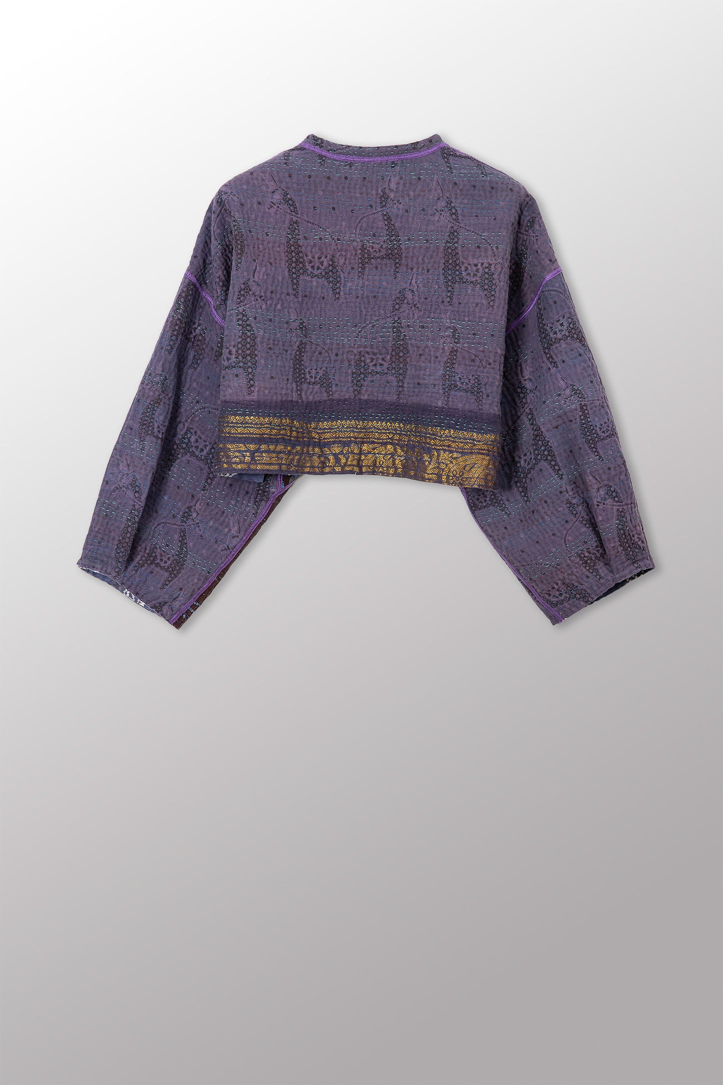 VINTAGE COTTON KANTHA SLEEVE JACKET - cv4090-0001s -