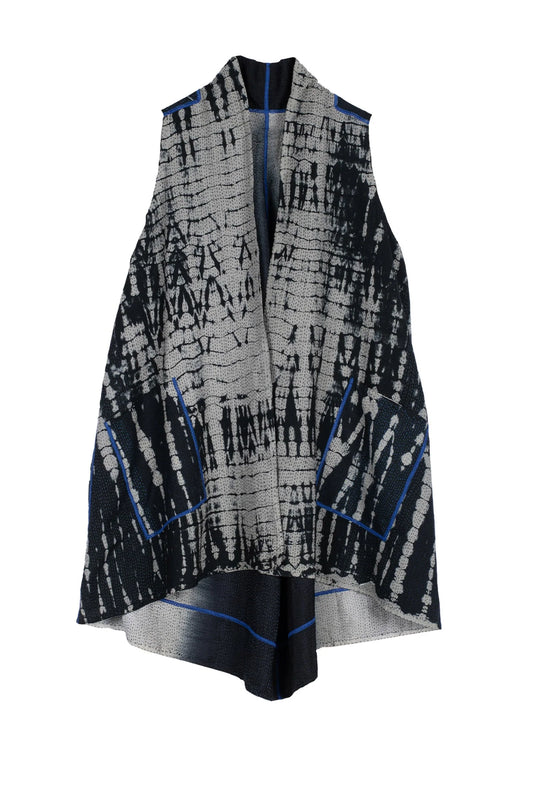 SERPENT PRINT KANTHA A-LINE VEST - sp2203-blk -