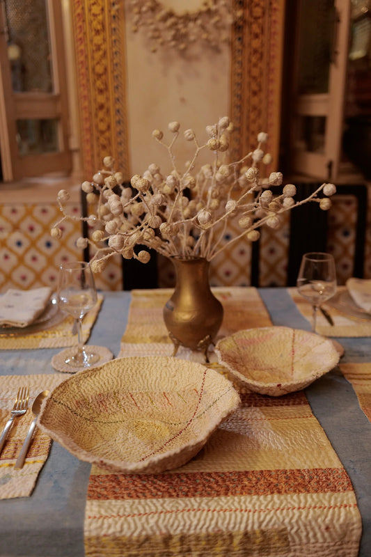 New Dawn Jewel Striped Table Runner -Ivory