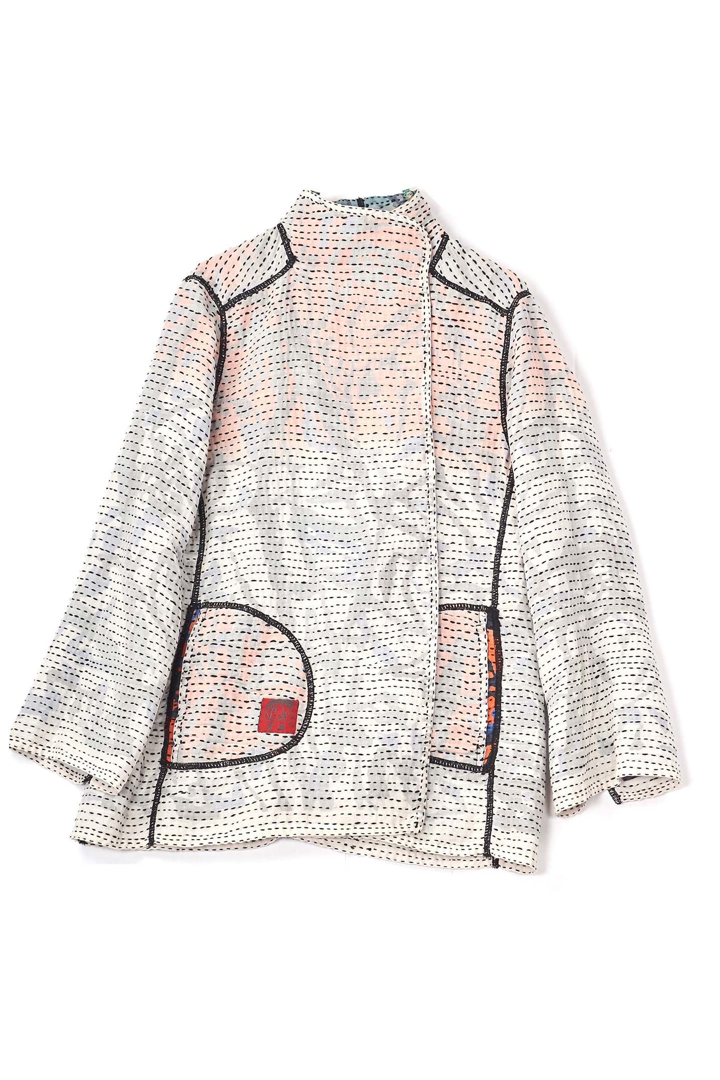 SUMMER BREEZE PRINT KANTHA SHORT JKT - sz2007-blu -