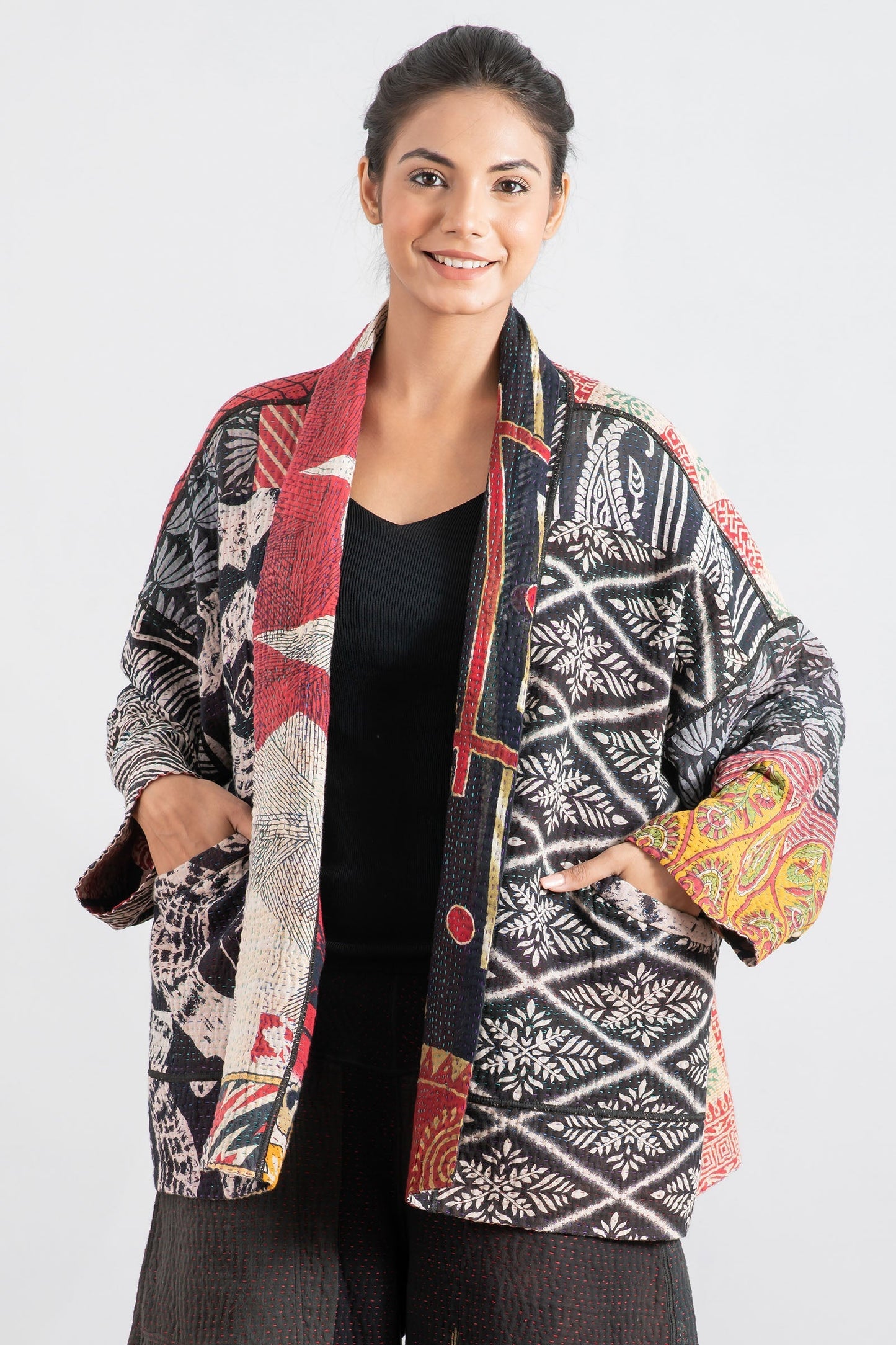 PUZZLE KANTHA BIG POCKET JKT - pz4057-red -