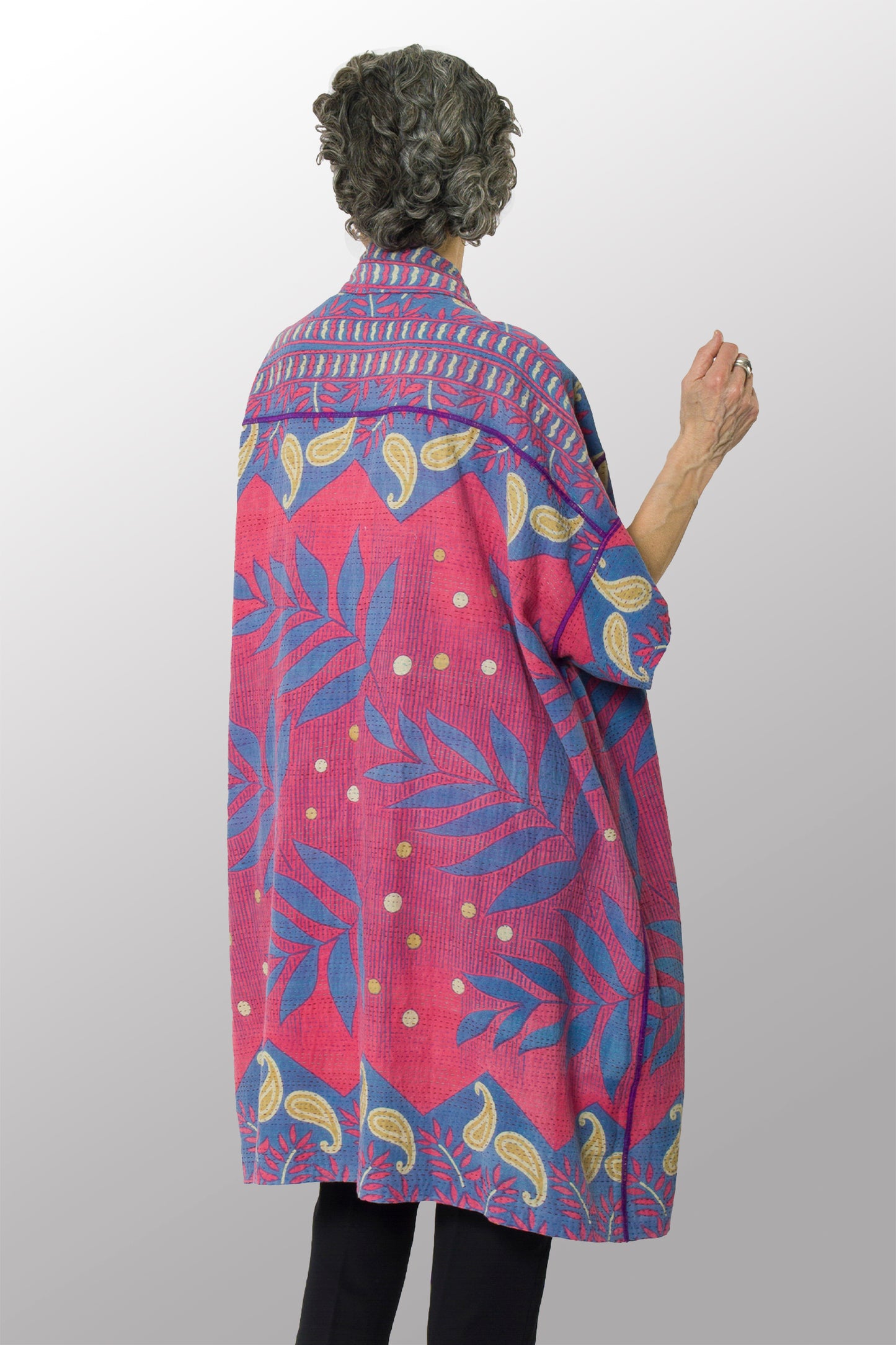 VINTAGE COTTON KANTHA WIDE SHIRT DRESS - cv2448-0001a -