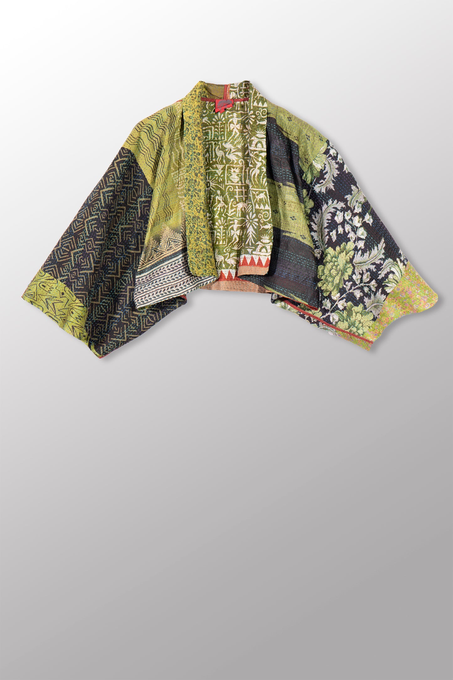 VINTAGE SILK KANTHA PUFF SLV. SHRUG - sv2062-0008a -