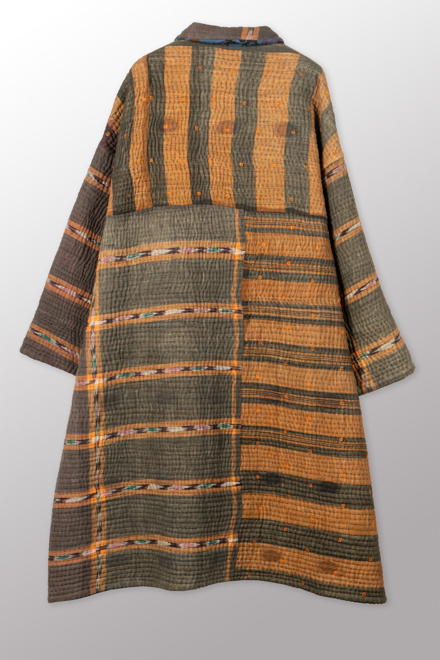 QUILTED OVERDYE COTTON KANTHA NEW OVERSIZED COAT - oq5342-cblu005a -