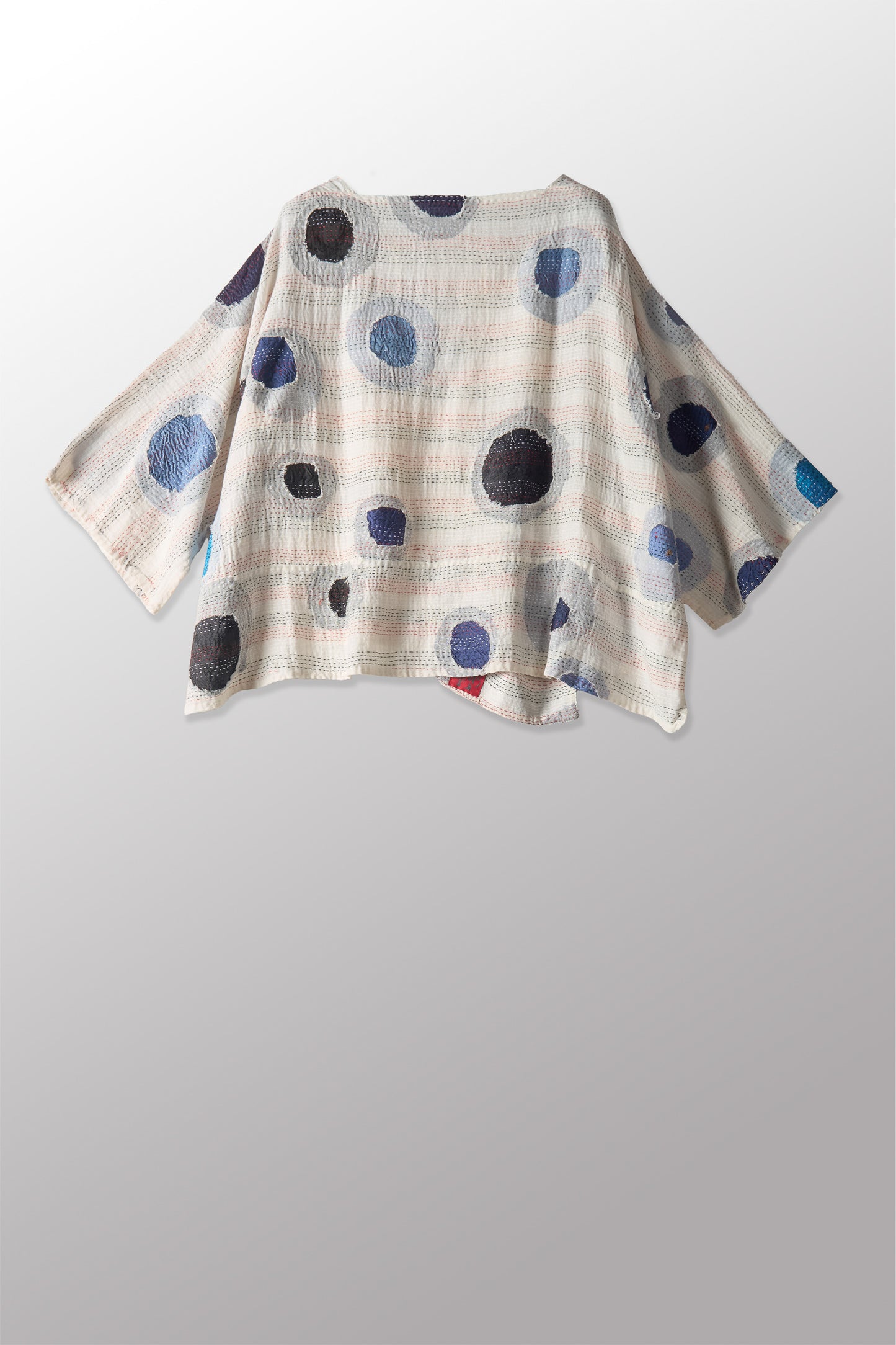 CUT OUT KANTHA 3/4 SLV. CROP TOP MIO - ck2538-wht -