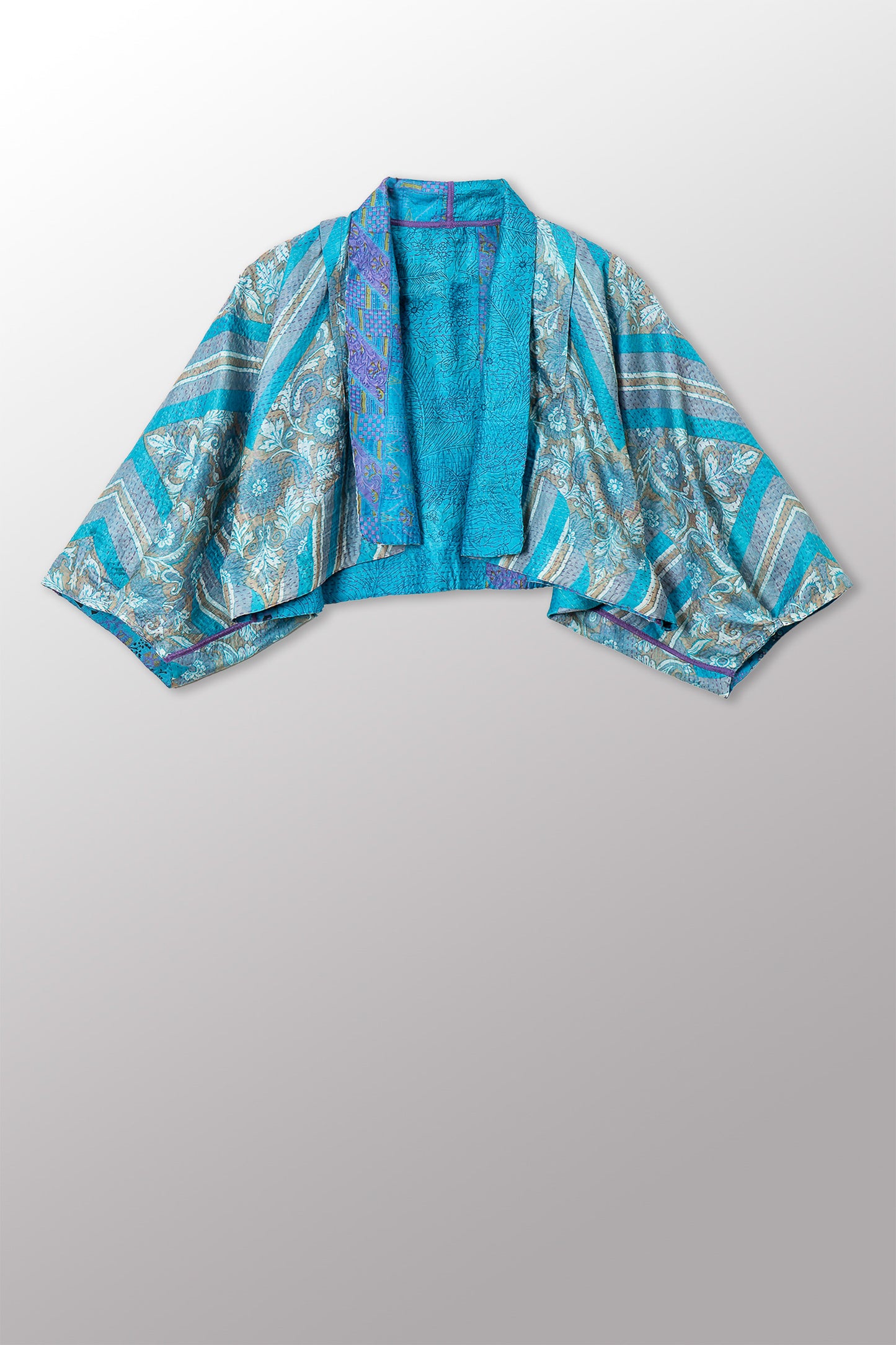 VINTAGE SILK KANTHA PUFF SLV. SHRUG - sv2062-0030a -